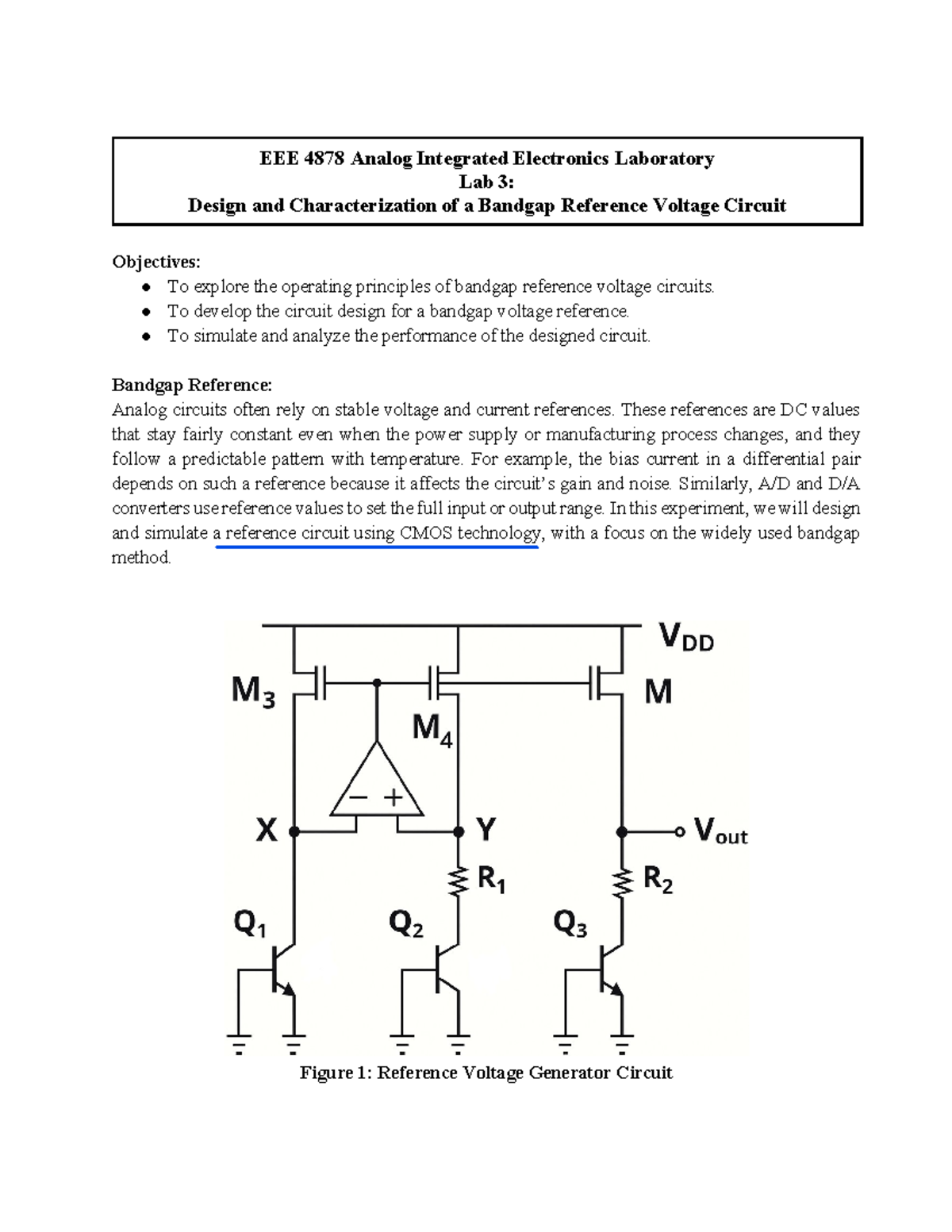 EEE 4878 Lab 3 - Design & Analysis of Bandgap Reference Voltage Circuit ...