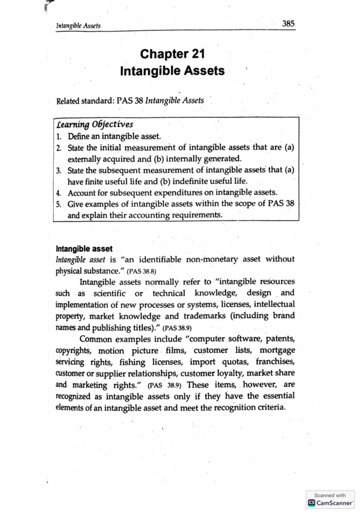 Intangible Assets Overview: PAS 38 Chapter 21 Insights - Studocu