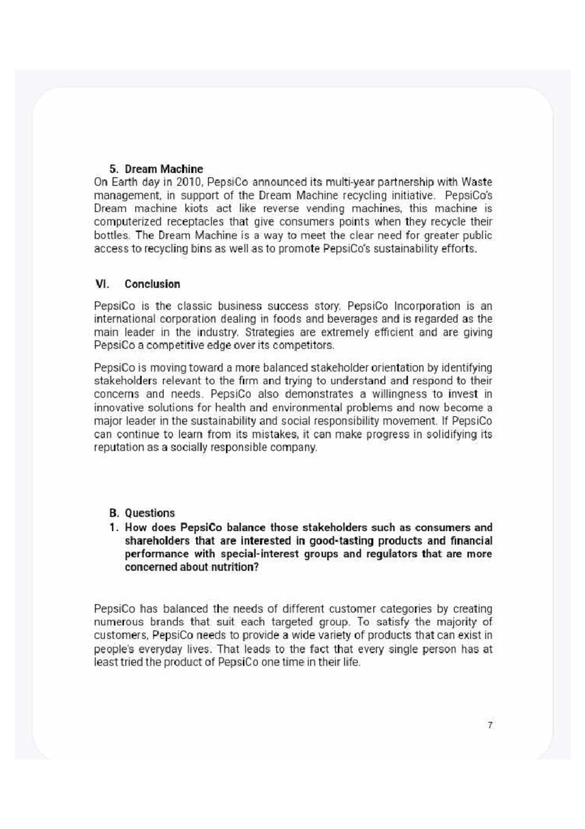 PepsiCo's Dream Machine Initiative: Balancing Sustainability ...