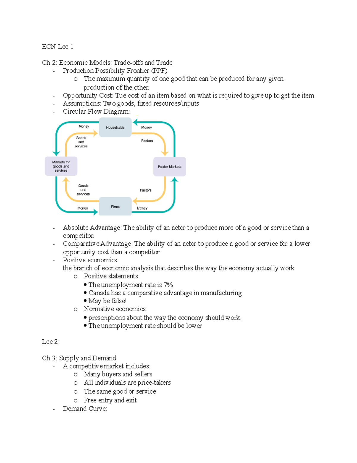 ECN Lec 1 - Ecn 104 notes - ECN Lec 1 Ch 2: Economic Models: Trade-offs ...