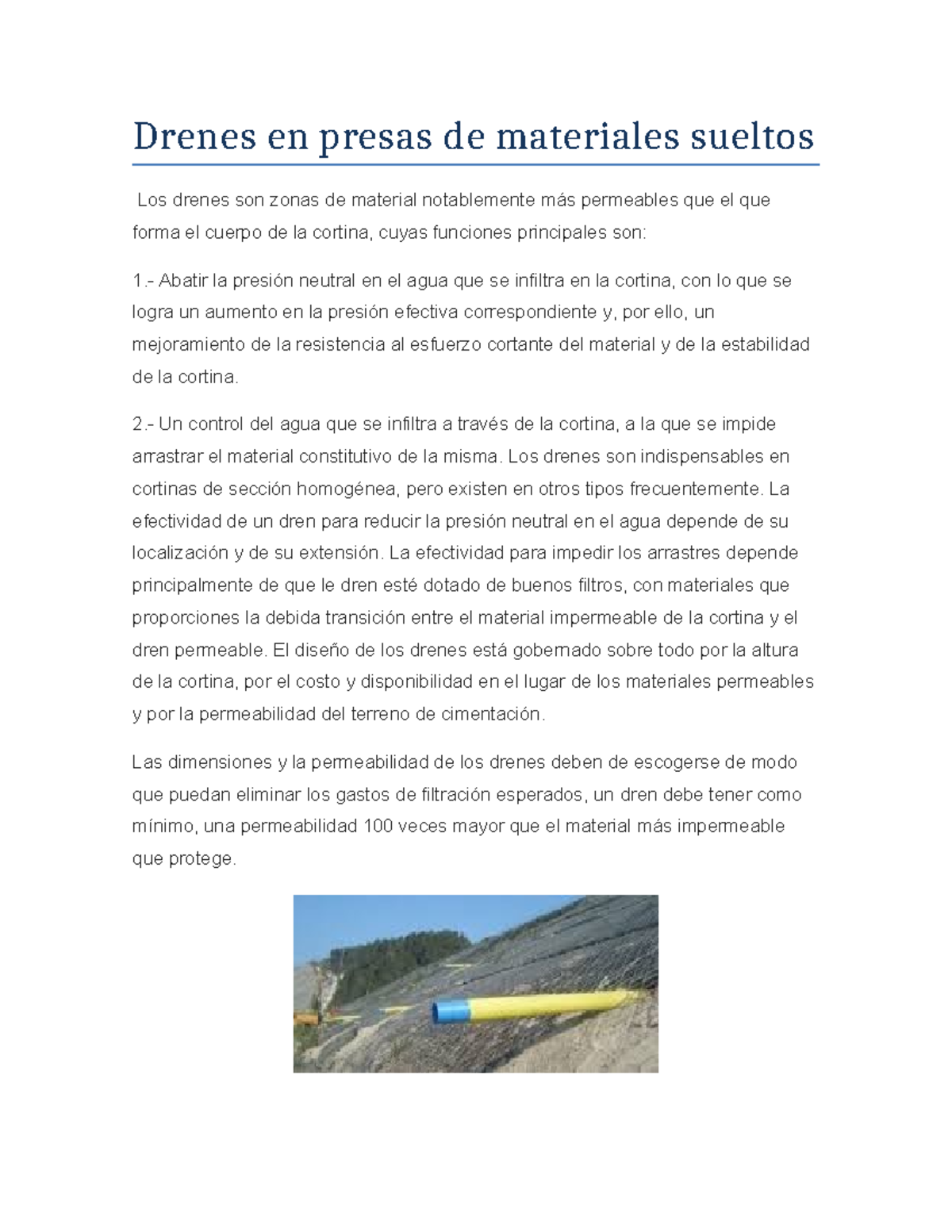 Drenes y Filtros en Presas de Materiales Sueltos: Estudio Detallado ...