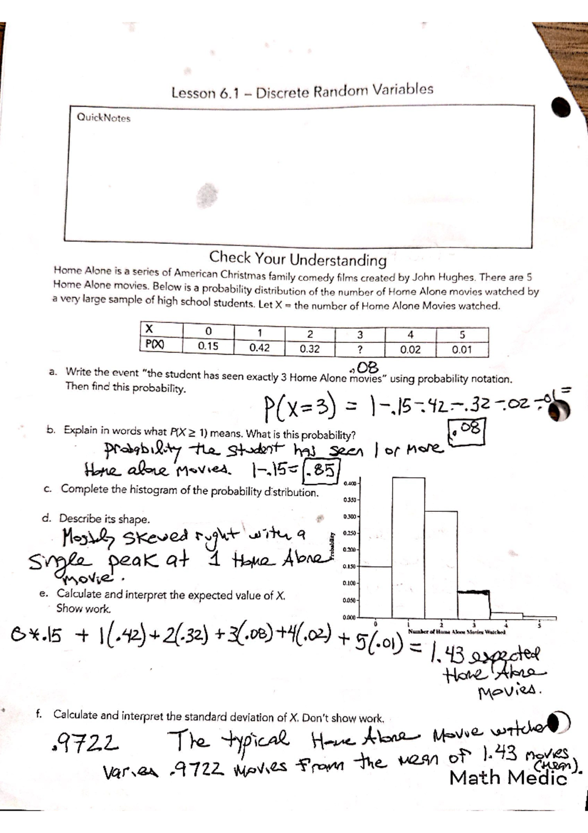 Lesson 6: Discrete Random Variables and Probability Distributions ...