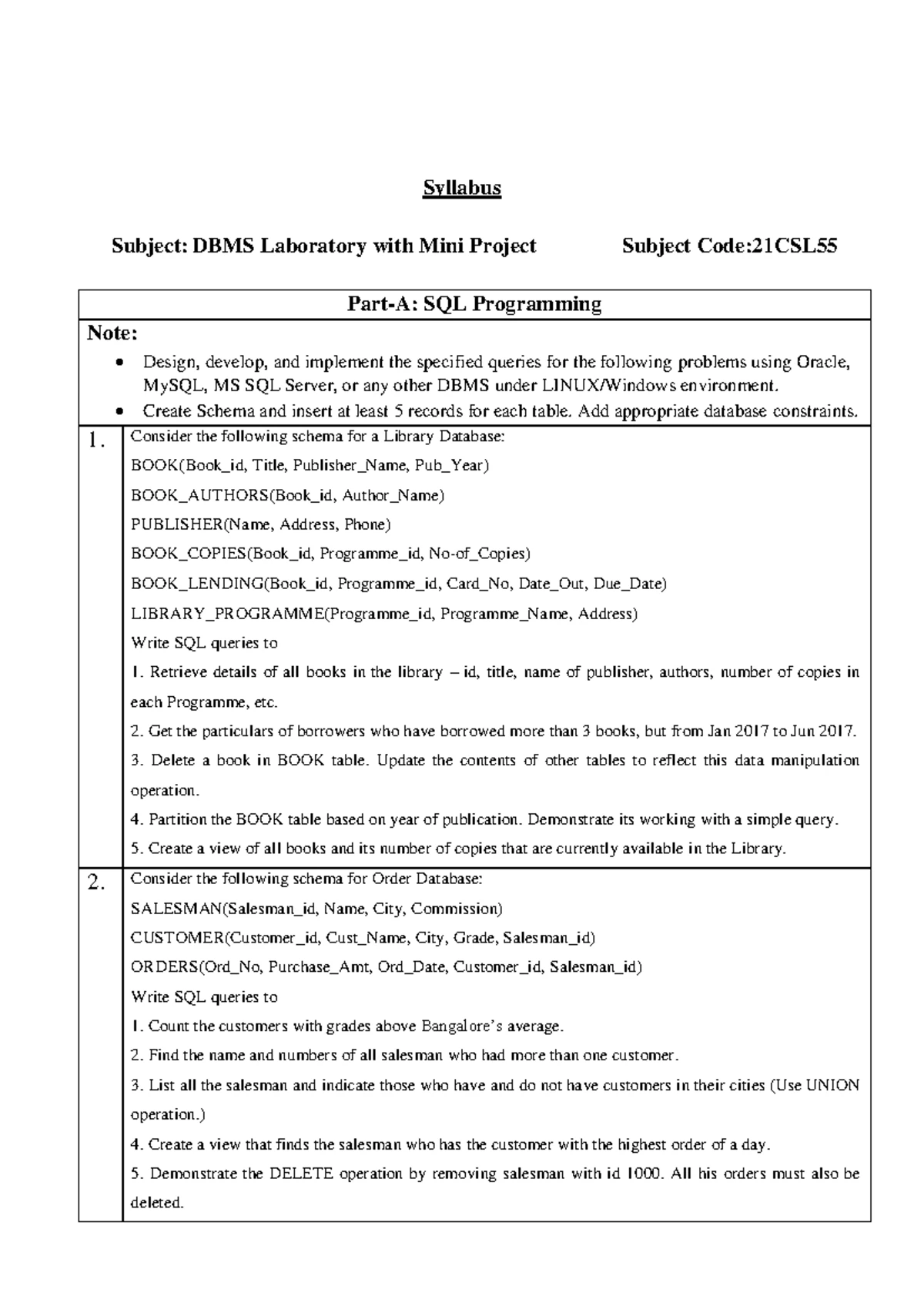 DBMS (Course Code) Final Exam Question Bank and Notes - Studocu