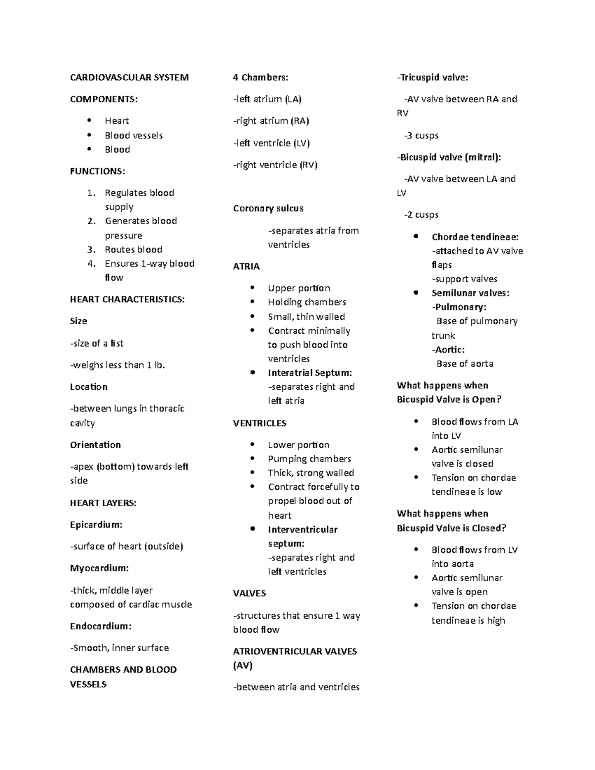 Cardiovascular System Overview: Key Concepts and Functions - Studocu
