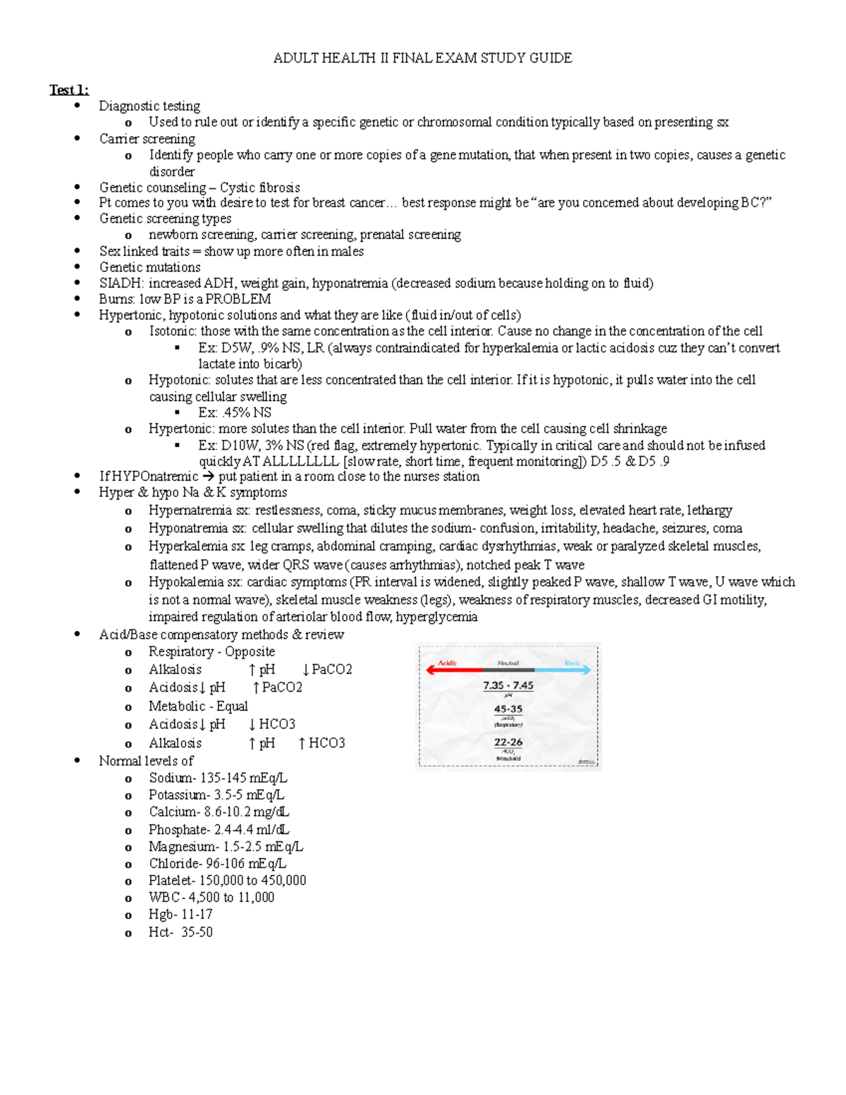 Adult Health II Final Exam Study Guide: Key Concepts and Terms - Studocu