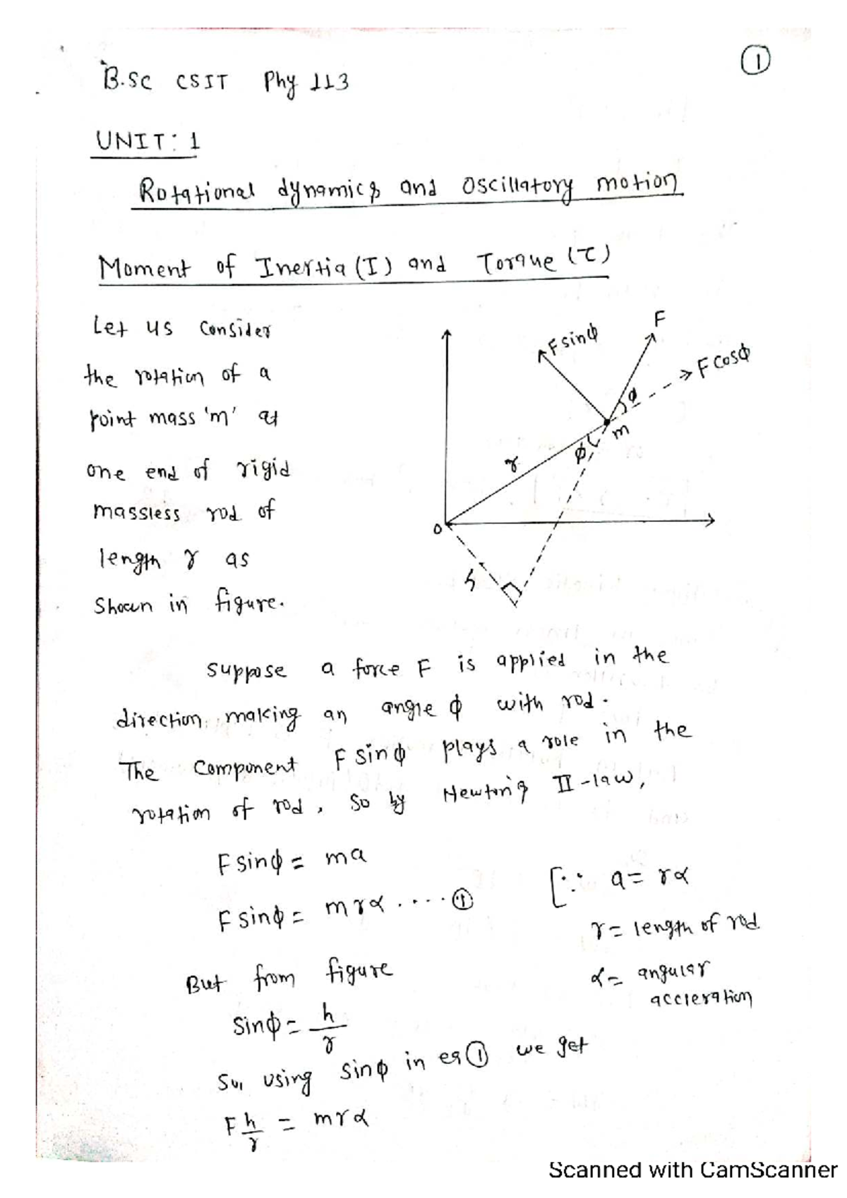 CSIT 113 Final Exam Notes: Rotational Dynamics & Oscillatory Motion ...