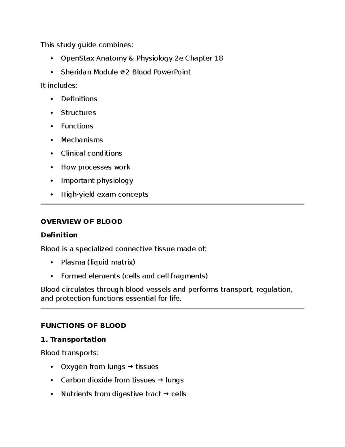 Blood Study Guide: OpenStax Anatomy Physiology 2e Chapter 18 - Studocu