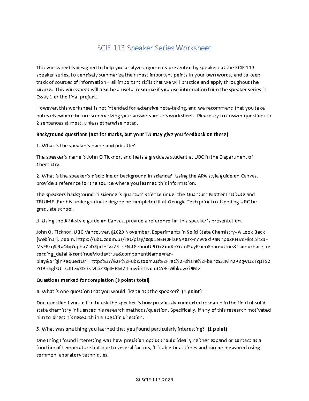 Speaker Series 7 - This worksheet will also be a useful resource if you ...