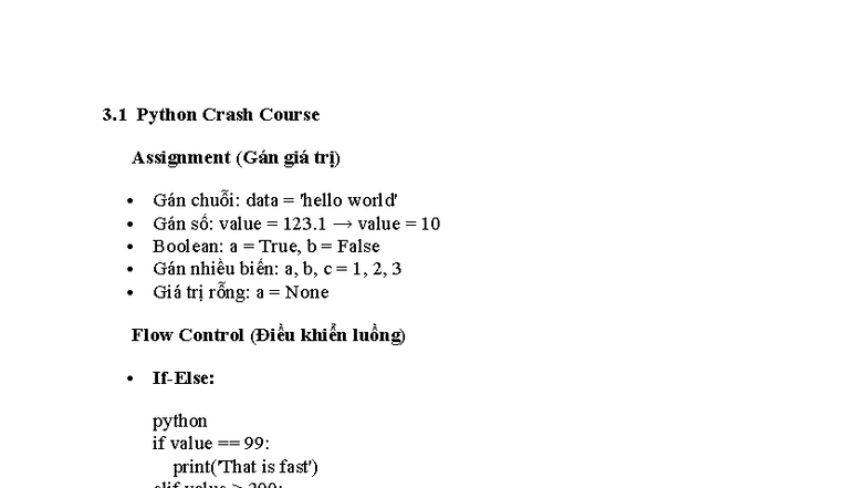 Python Crash Course Assignment: Data Structures & Flow Control - Studocu