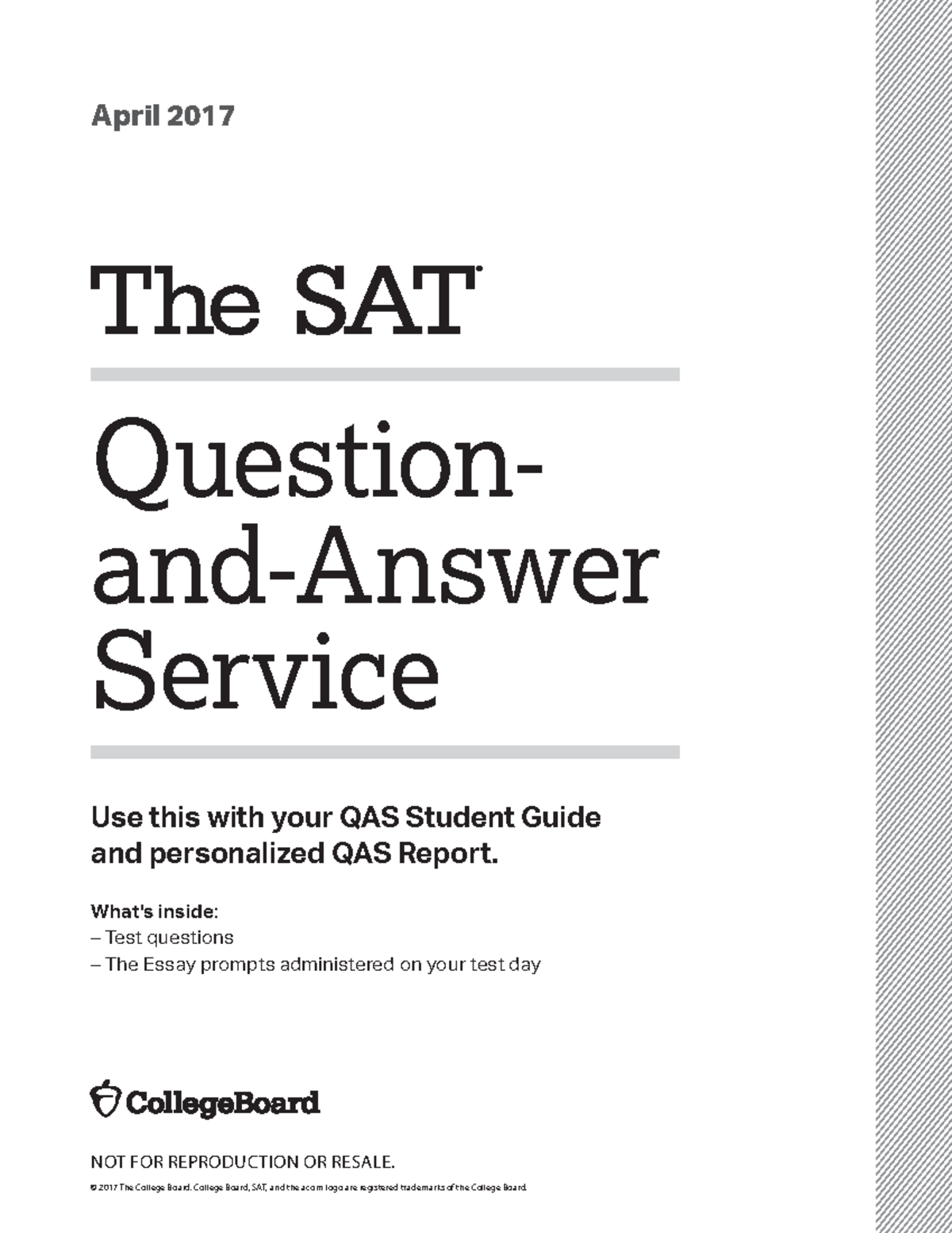 Pre-SAT QAS 2017: Test Questions and Essay Prompts Guide - Studocu