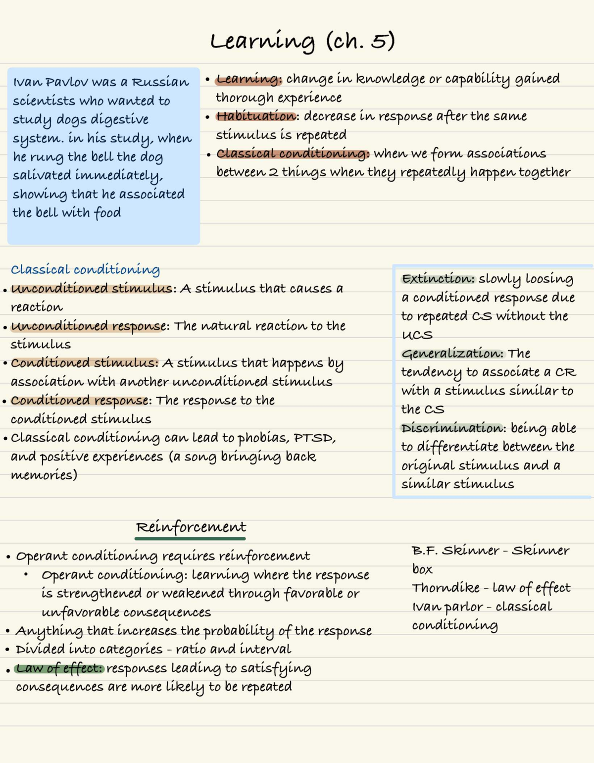 Psychology 101: Classical and Operant Conditioning Overview - Studocu