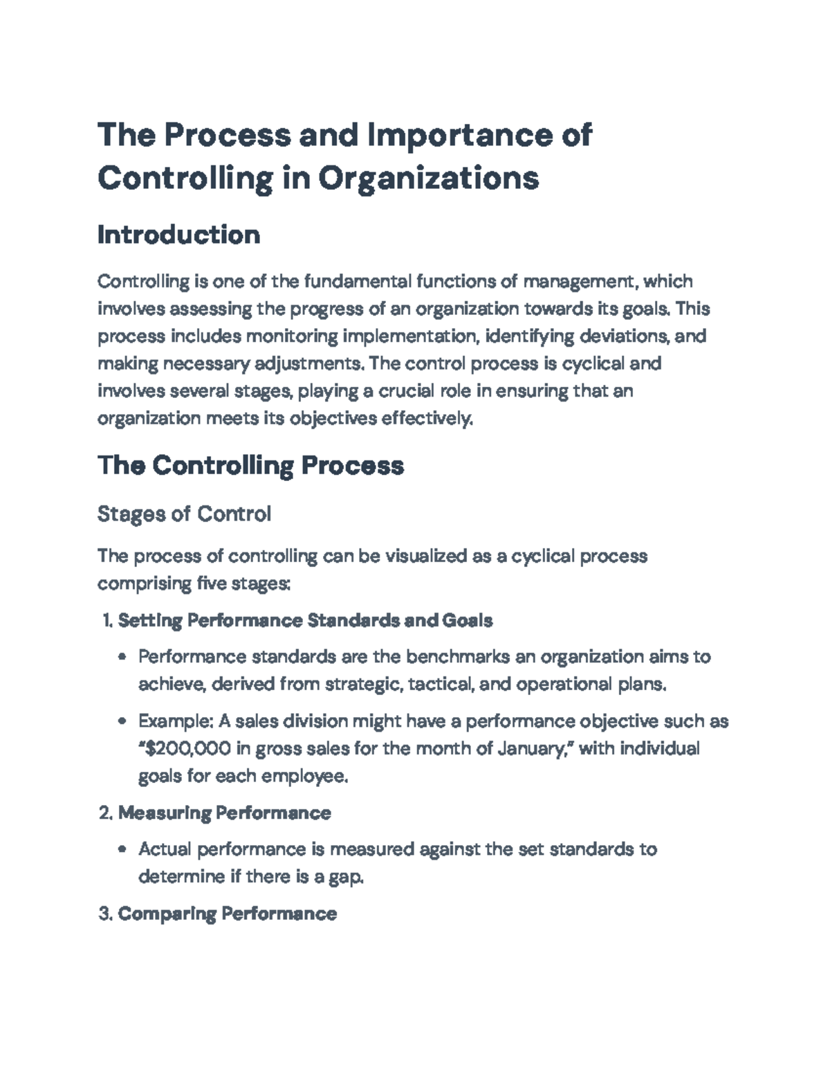 Controlling in Organizations: A Management Perspective & Its Importance ...