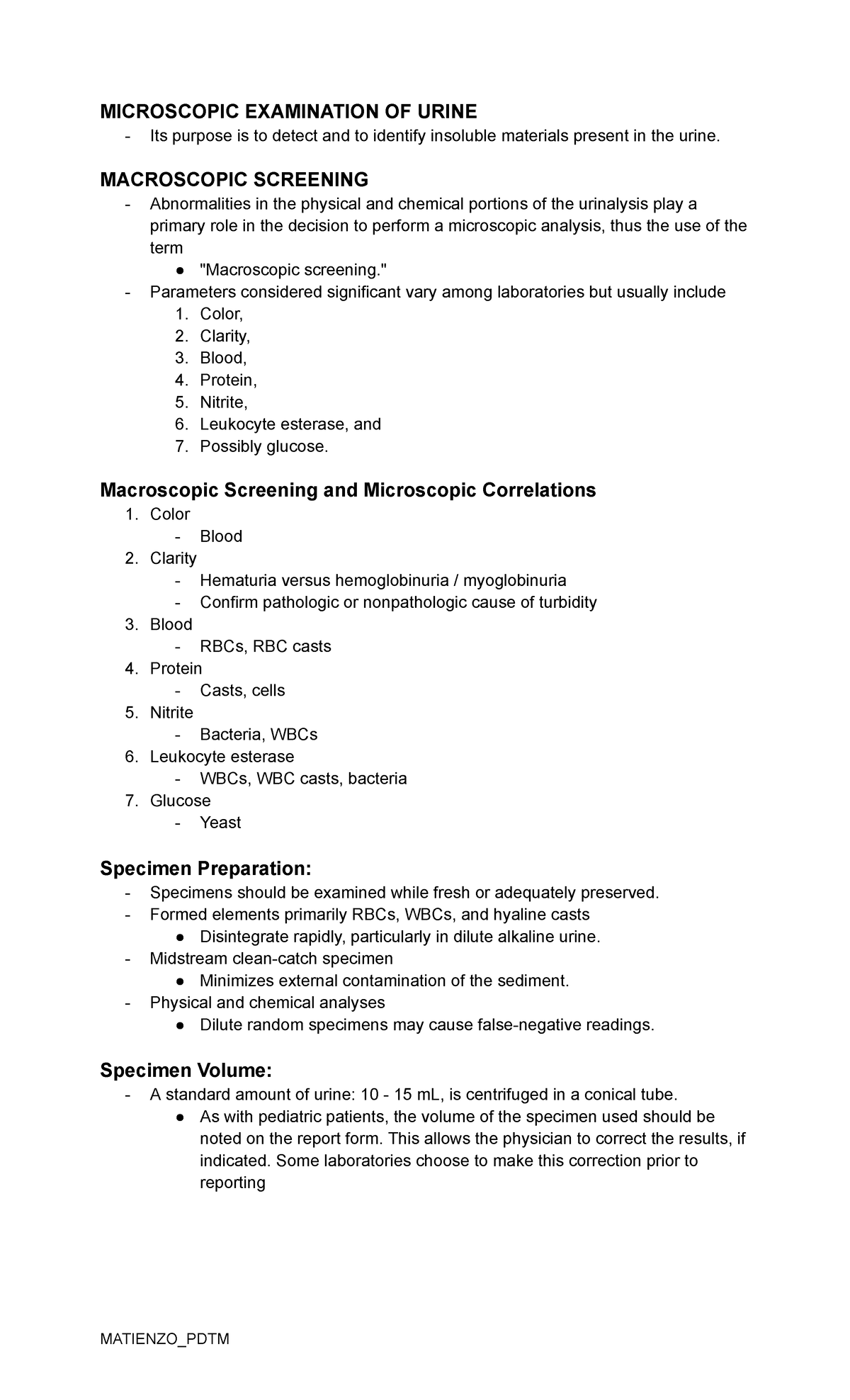 MICROSCOPIC URINALYSIS: AUBF Lab Midterm Study Guide - Studocu