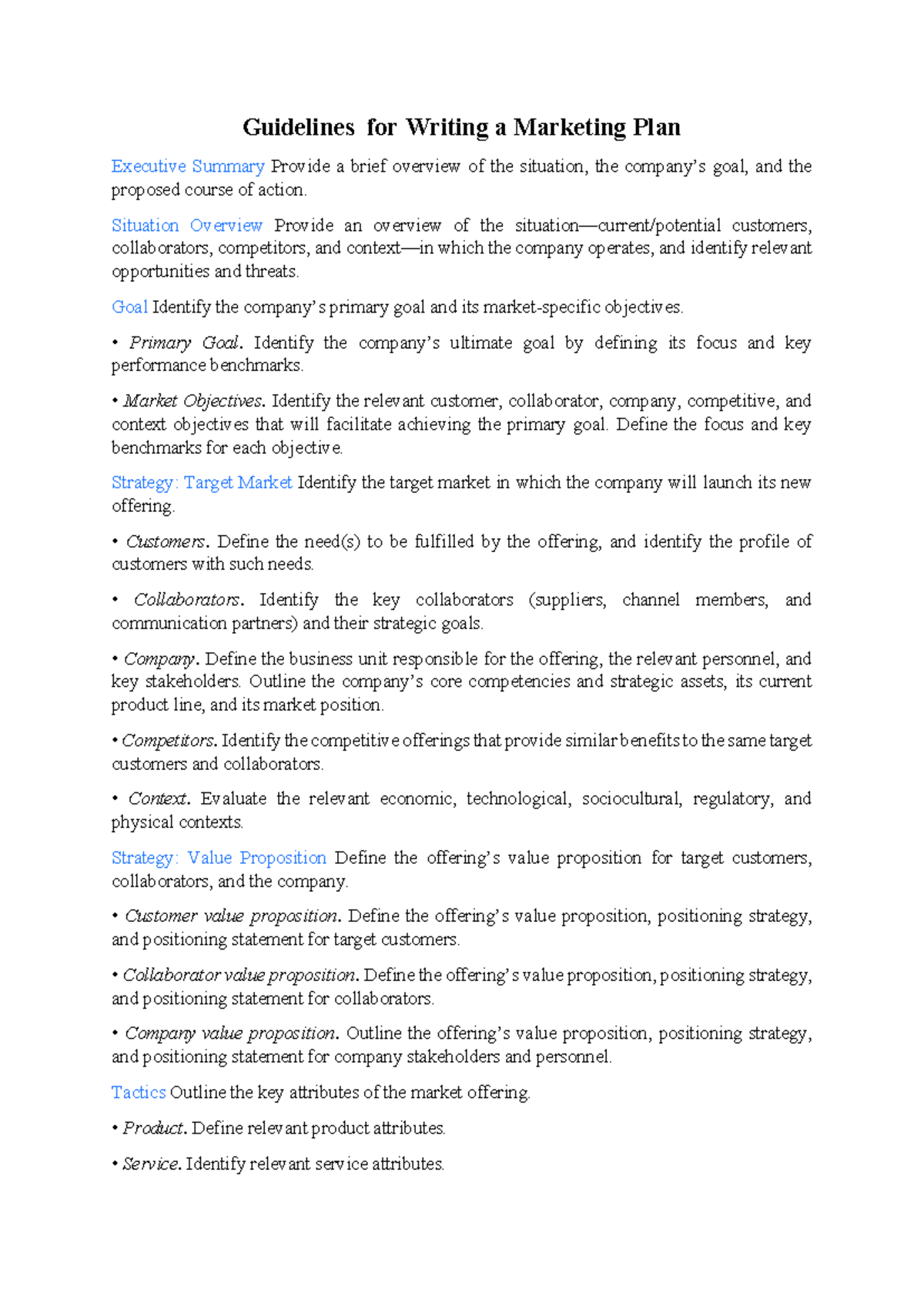 Guidelines for Writing a Marketing Strategy (Sem 2-25-26) - Studocu