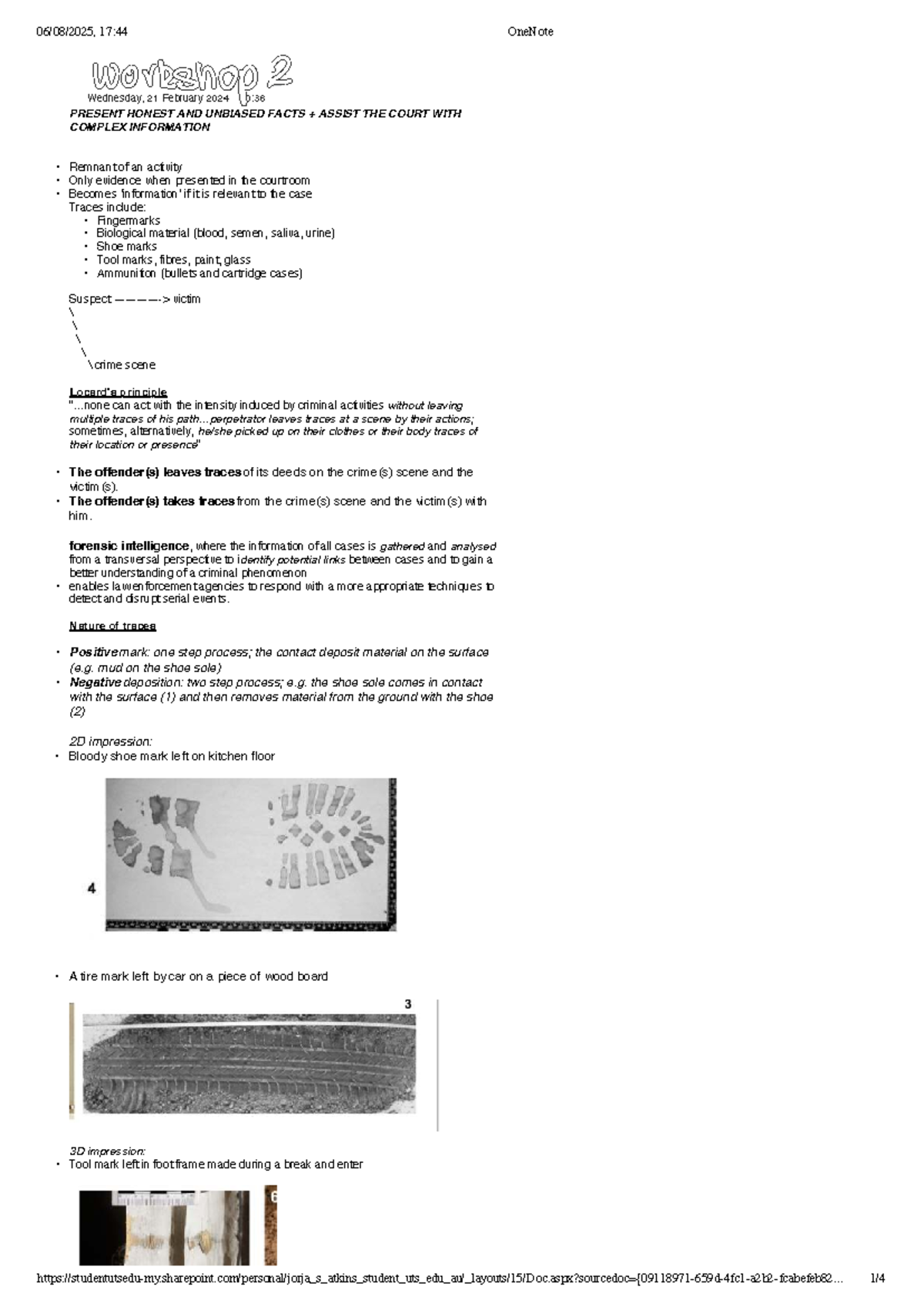PFS Workshop 2: Understanding Forensic Traces and Evidence - Studocu