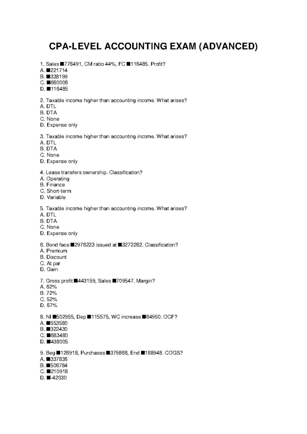 ACCOUNTING ADVANCED EXAM 23: Key Concepts & Questions - Studocu