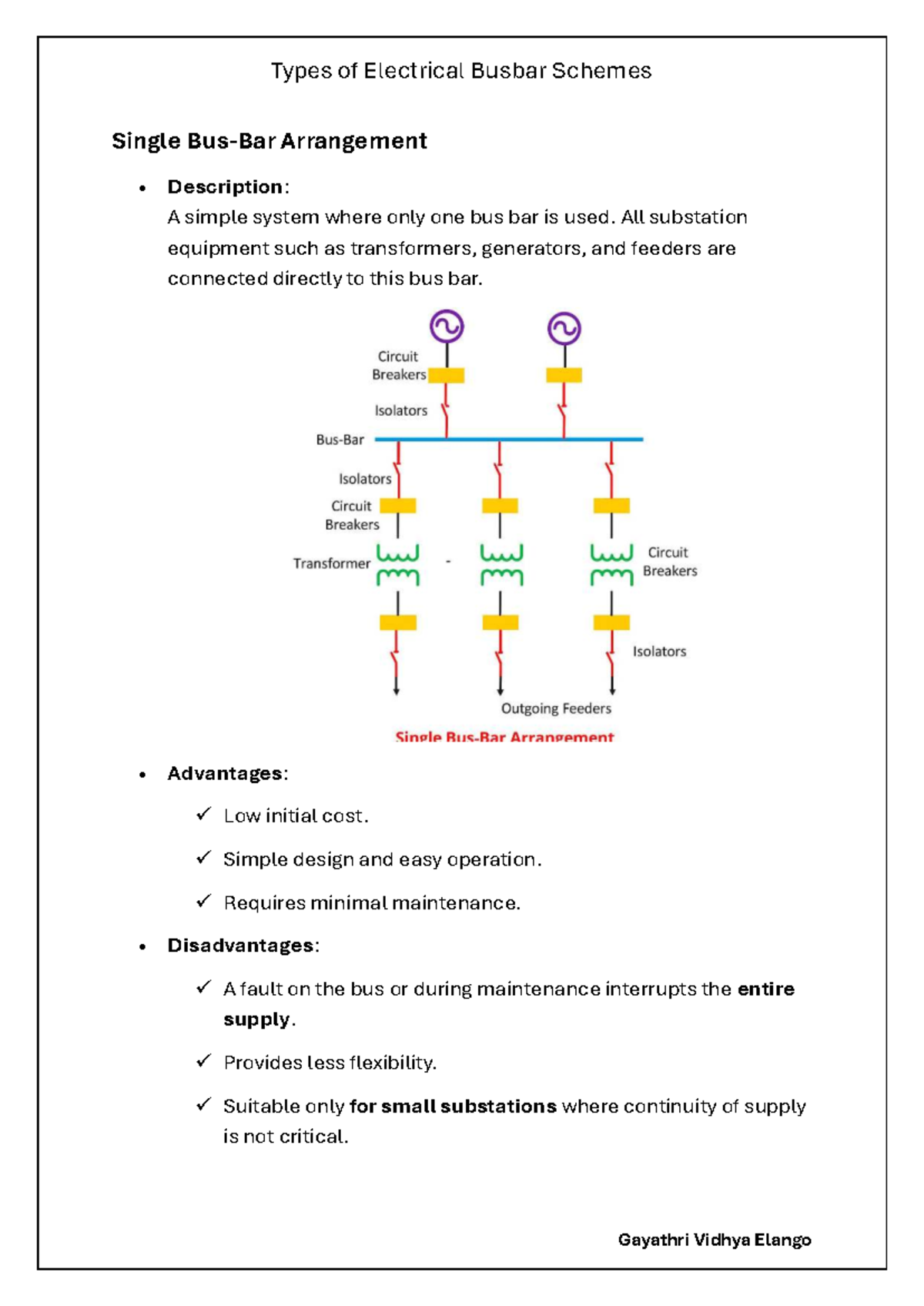 Electrical Busbar Schemes Overview and Analysis - Studocu
