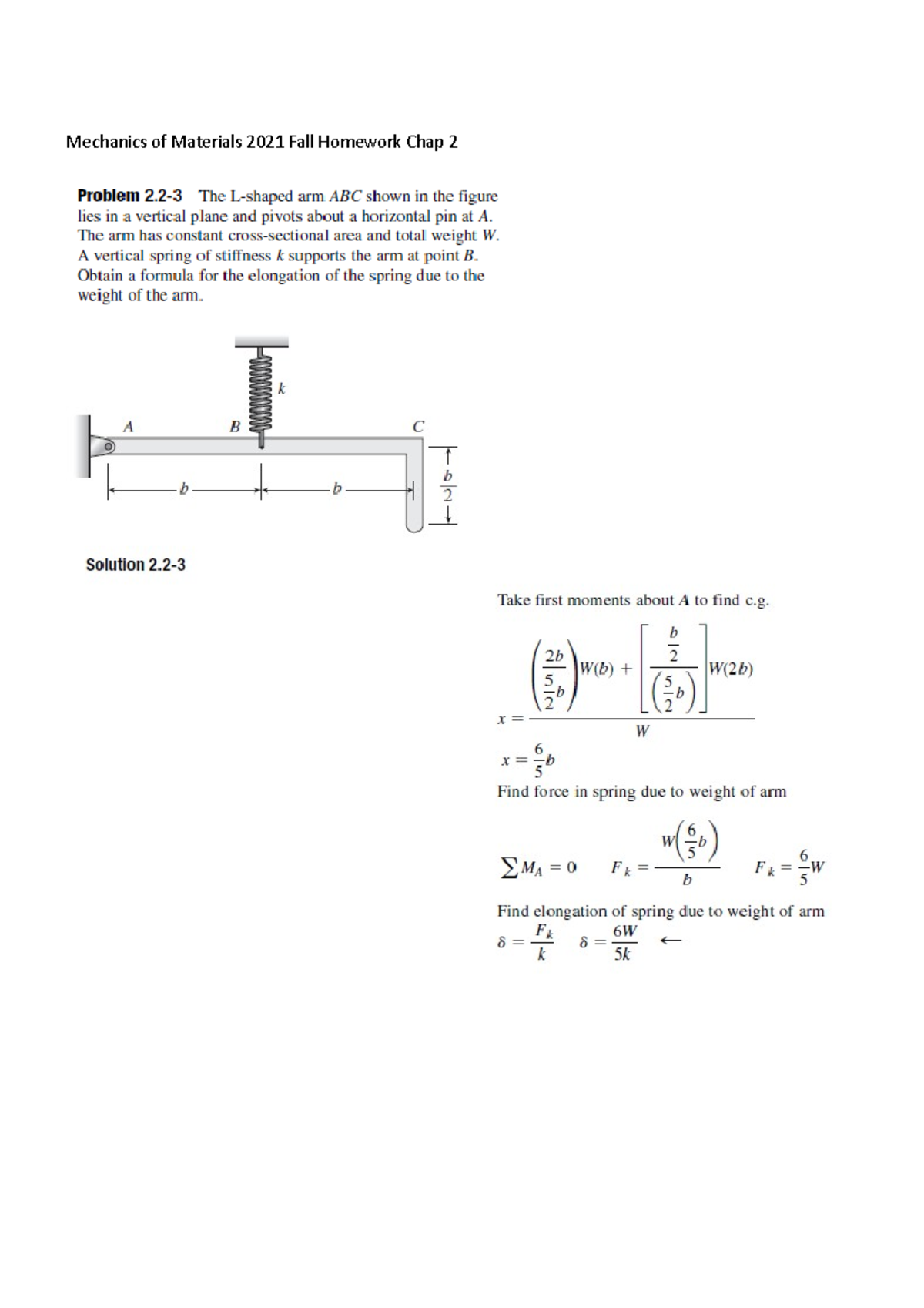2021 Mechanics of Materials Homework Chapter 02 Analysis - Studocu