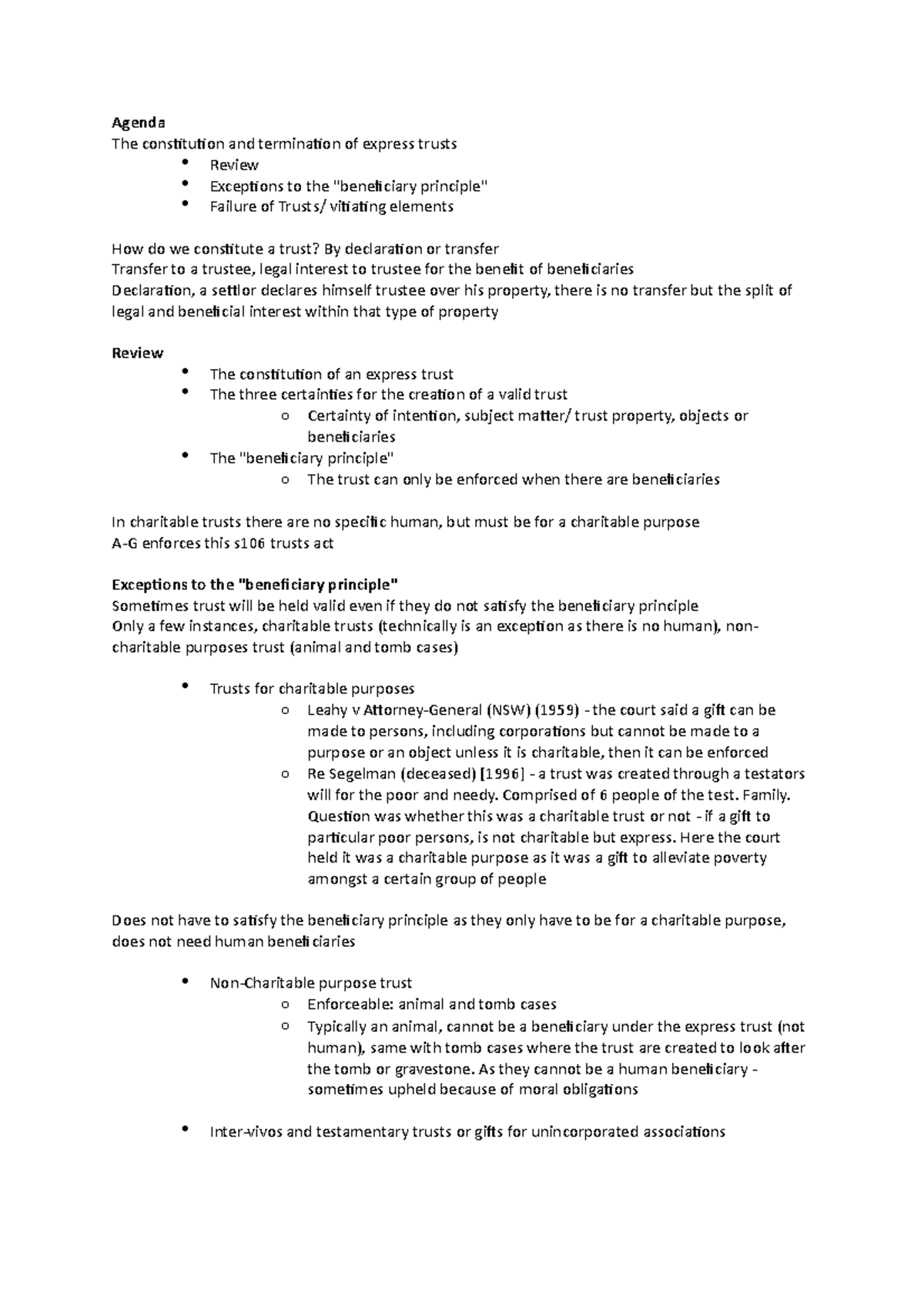 Week 4 Lecture: Termination of Express Trusts and Beneficiary ...