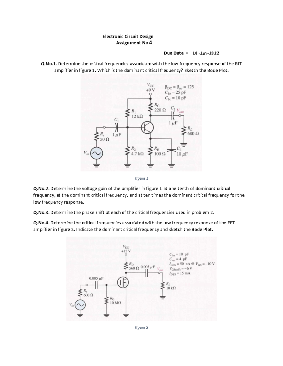 Assignment 4: Frequency Response in Electronic Circuit Design - Studocu