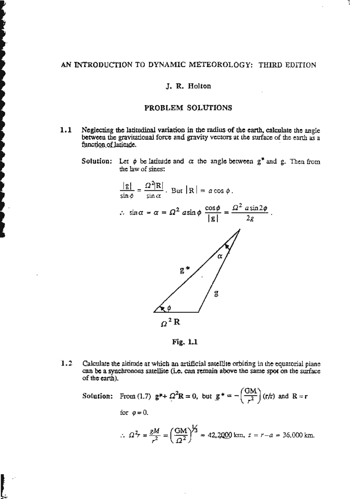 Dynamic Meteorology Problem Solutions (Course Code: MET 101) - Studocu