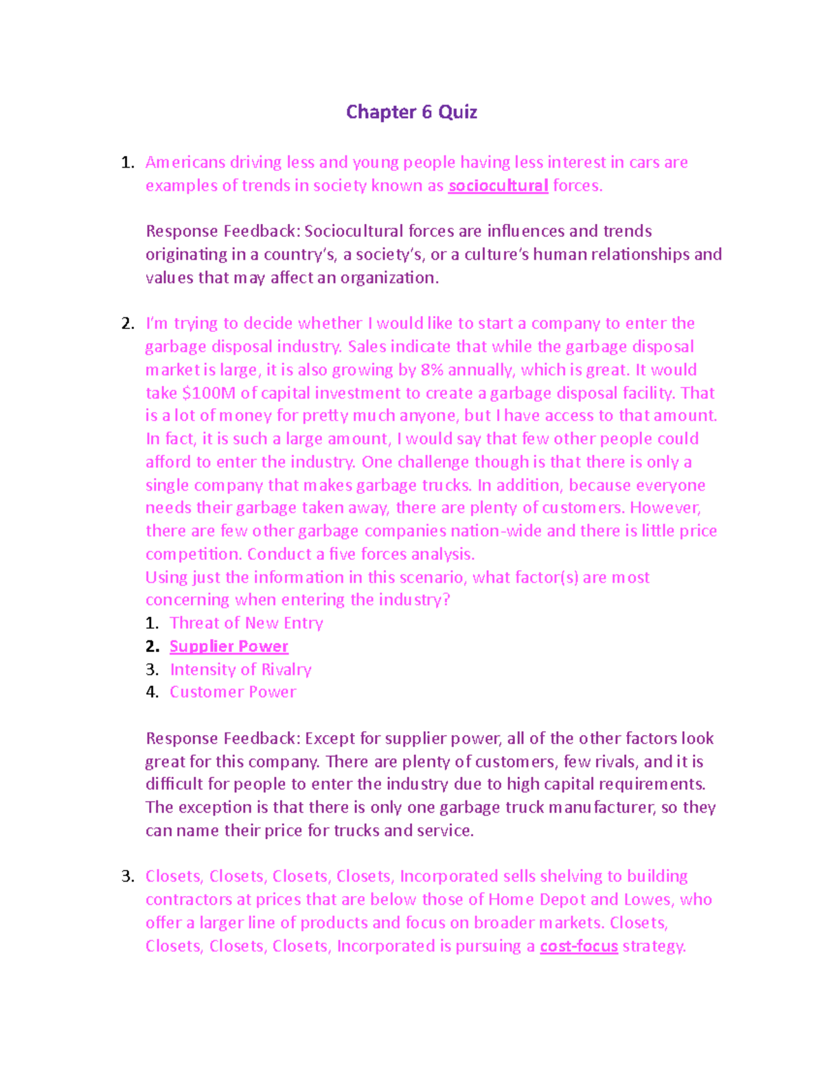Chapter 6 Quiz - Key Questions, Answers & Explanations Analysis - Studocu