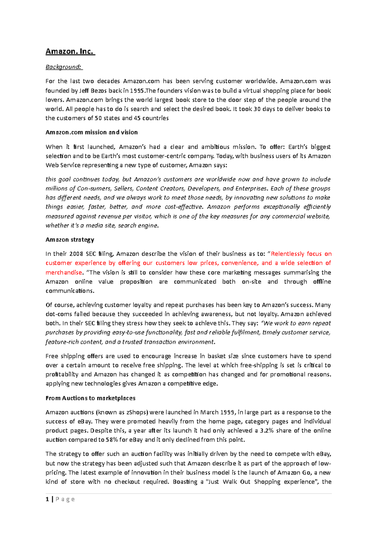 Amazon Inc. Case Study: Strategies and Market Dynamics Analysis - Studocu
