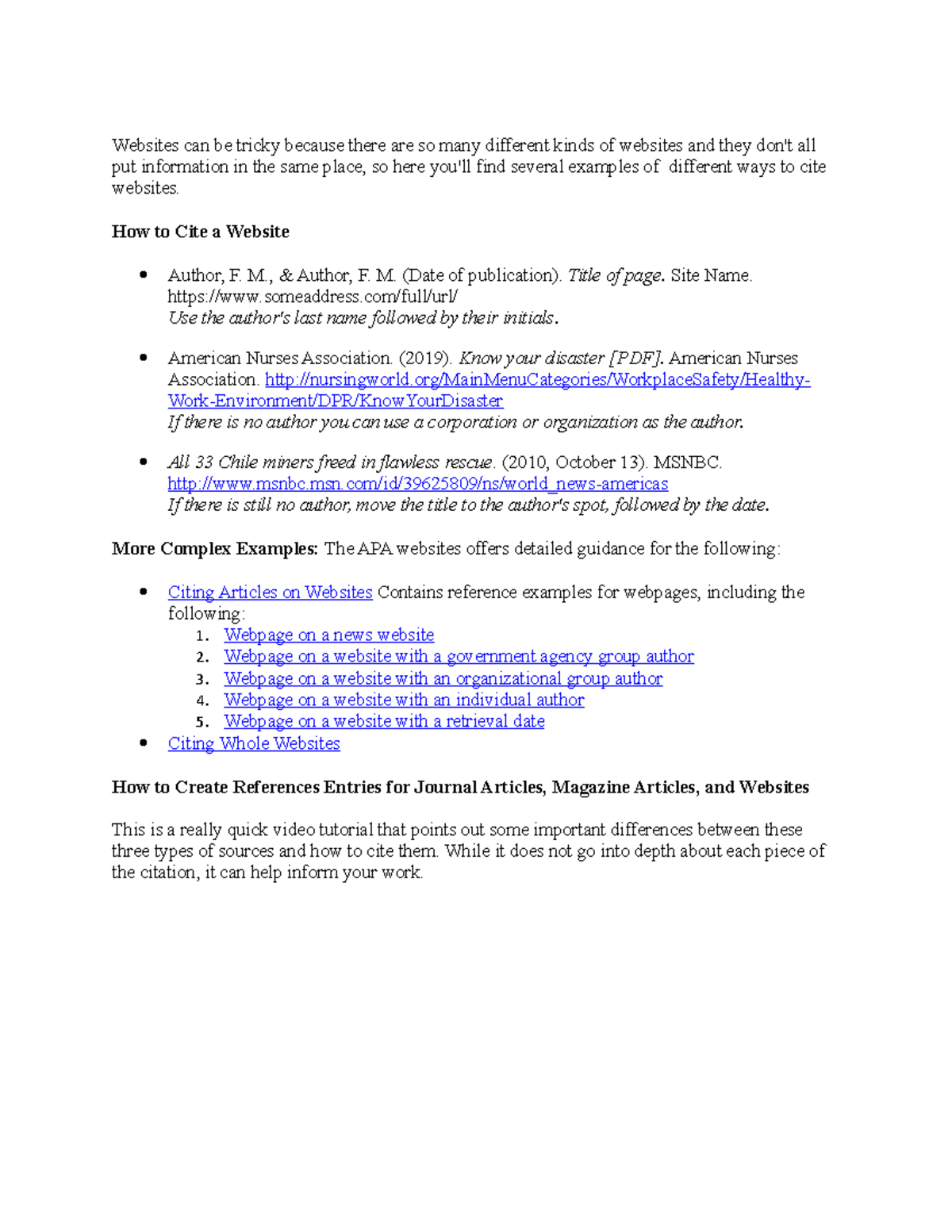 Citing Websites in APA - Websites can be tricky because there are so ...