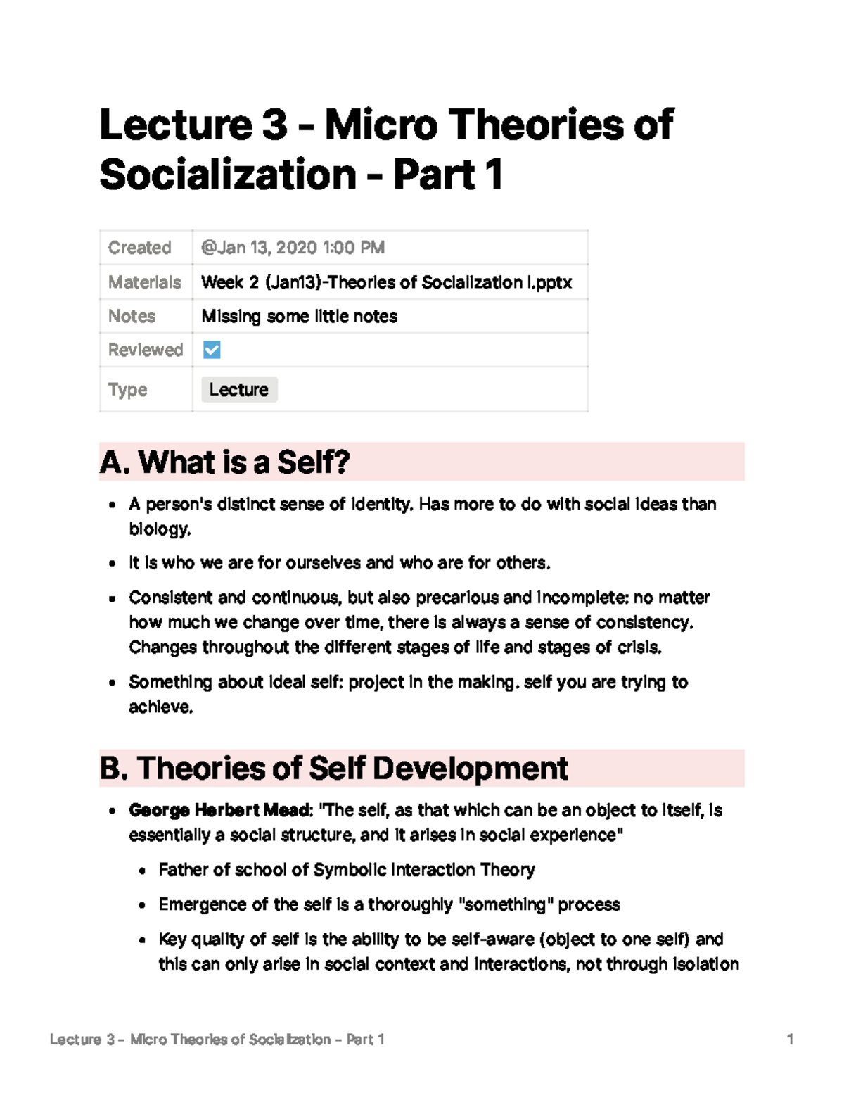 Lecture 3 - Micro Socialization Theories: Concepts & Overview - Studocu