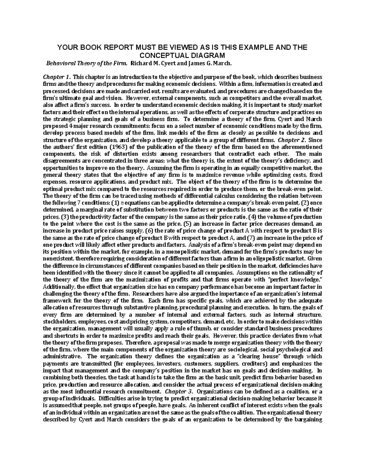 Book Report and Conceptual Diagram - YOUR BOOK REPORT MUST BE VIEWED AS ...
