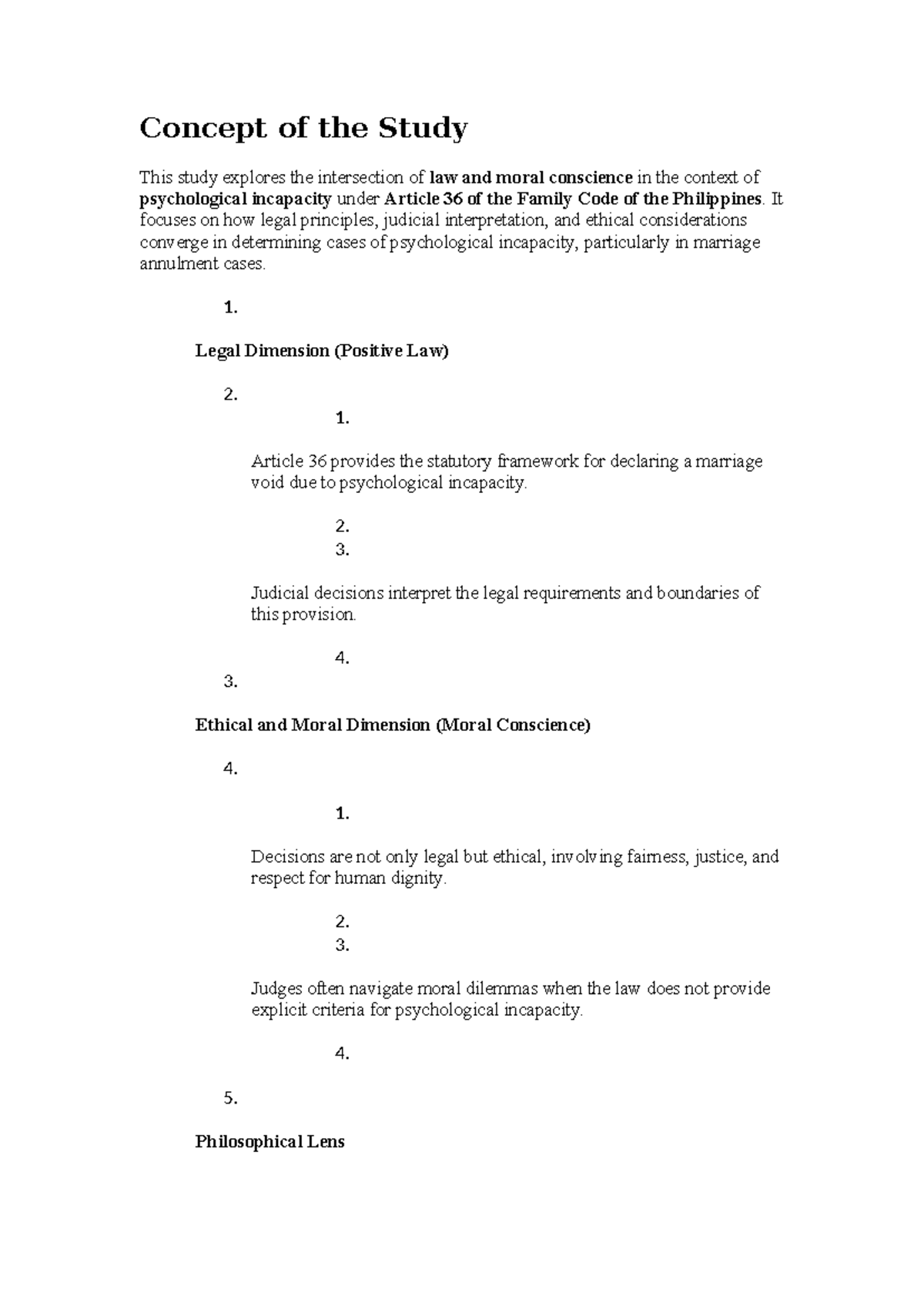 Psychological Incapacity & Moral Conscience: A Study Digest - Studocu