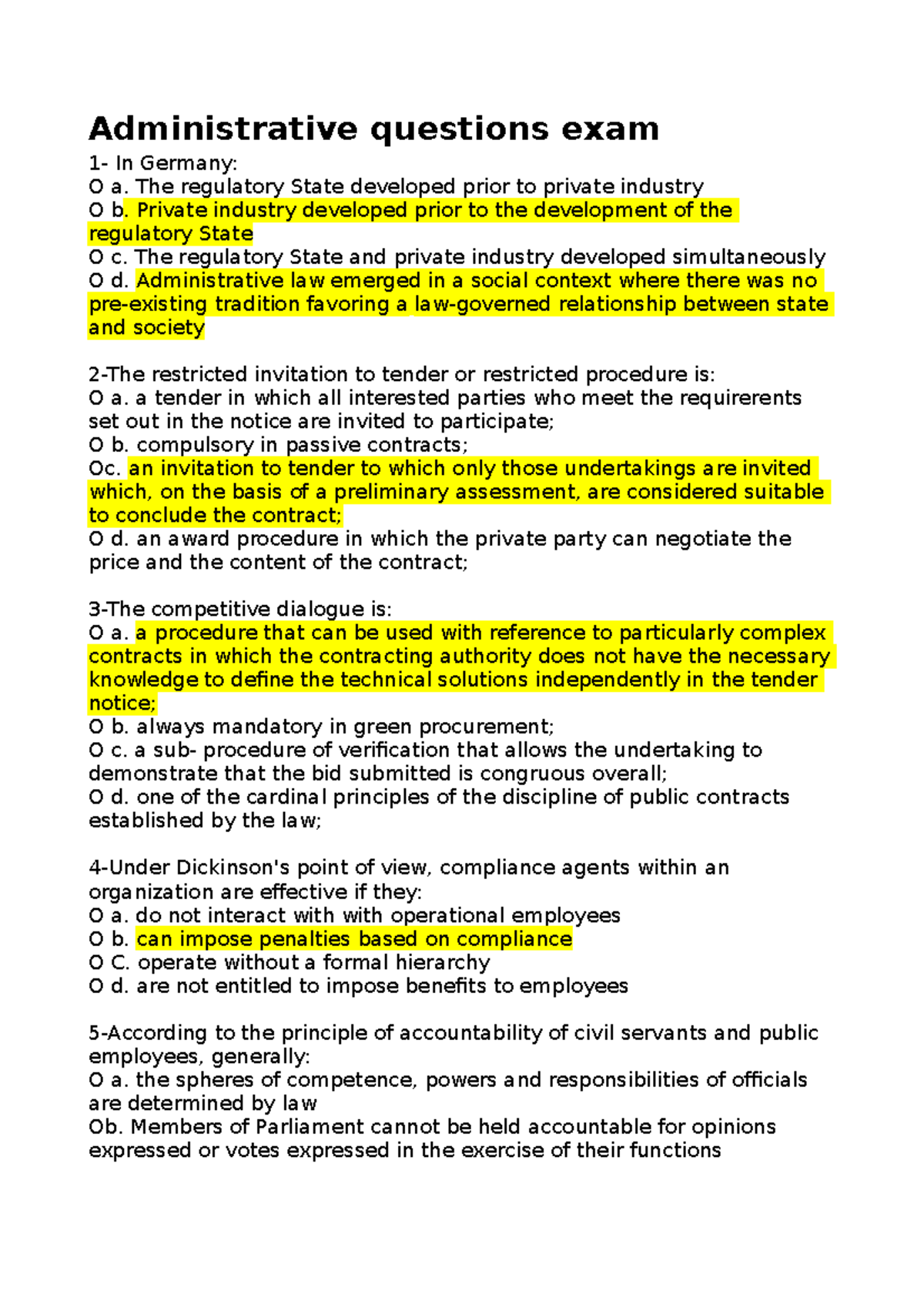 Administrative Questions Exam: Key Topics and Core Principles - Studocu