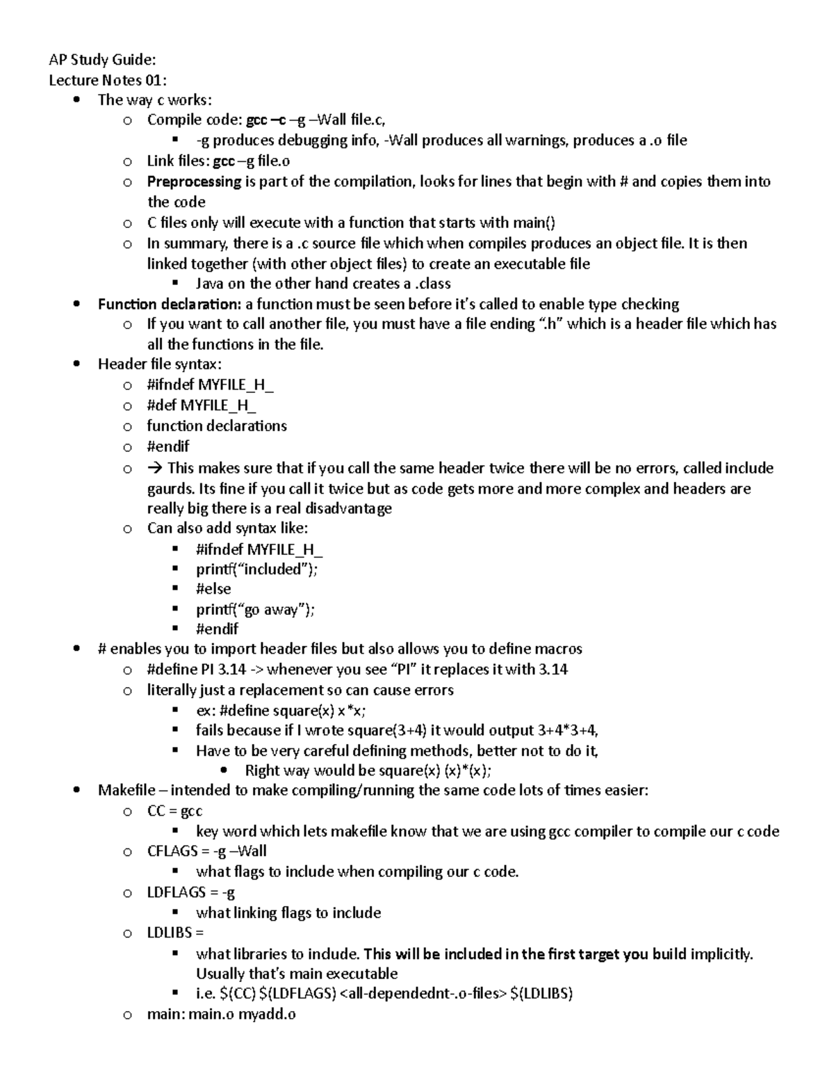 Lecture Notes for AP Computer Science: Understanding C Programming ...