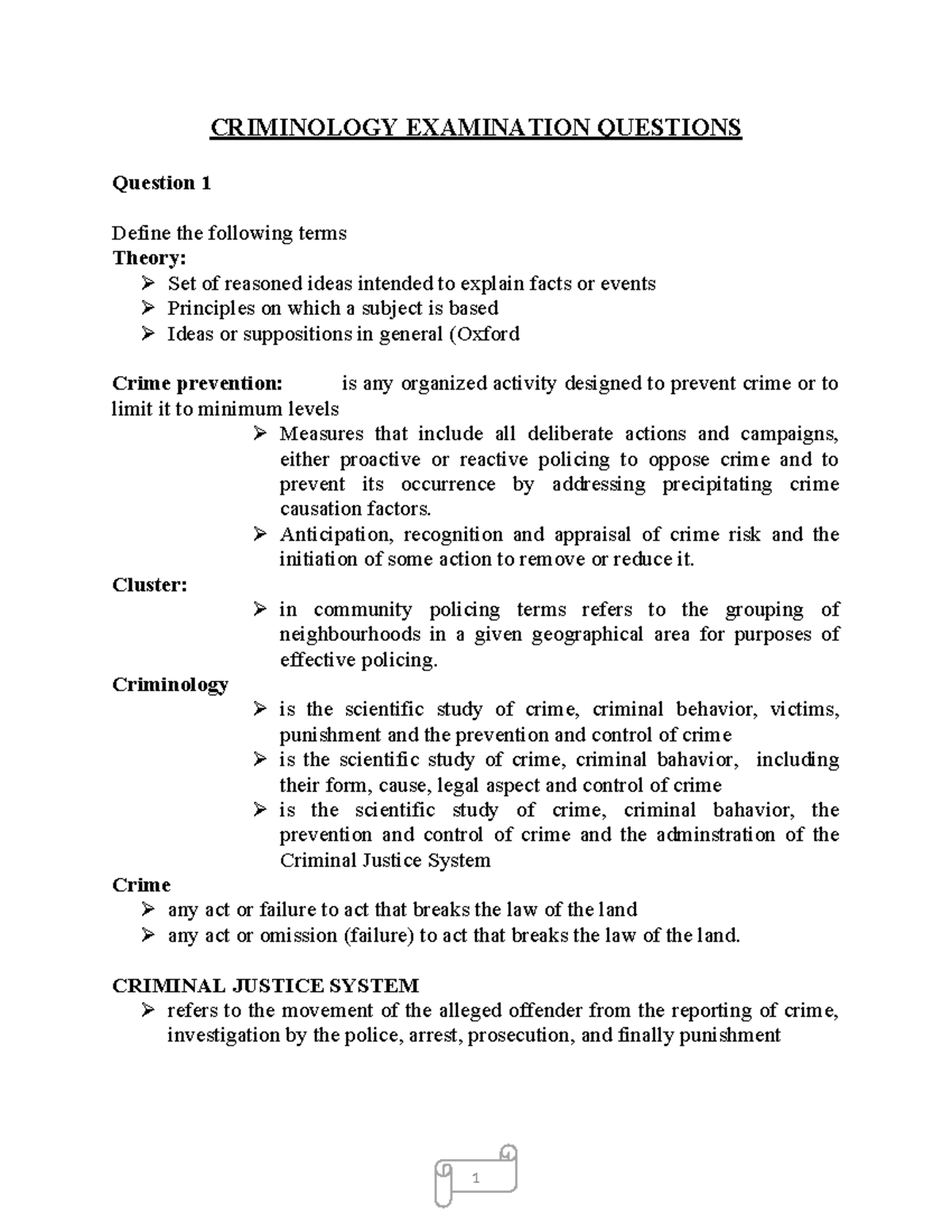 CRIM 101: Criminology Final Exam Questions and Key Concepts - Studocu
