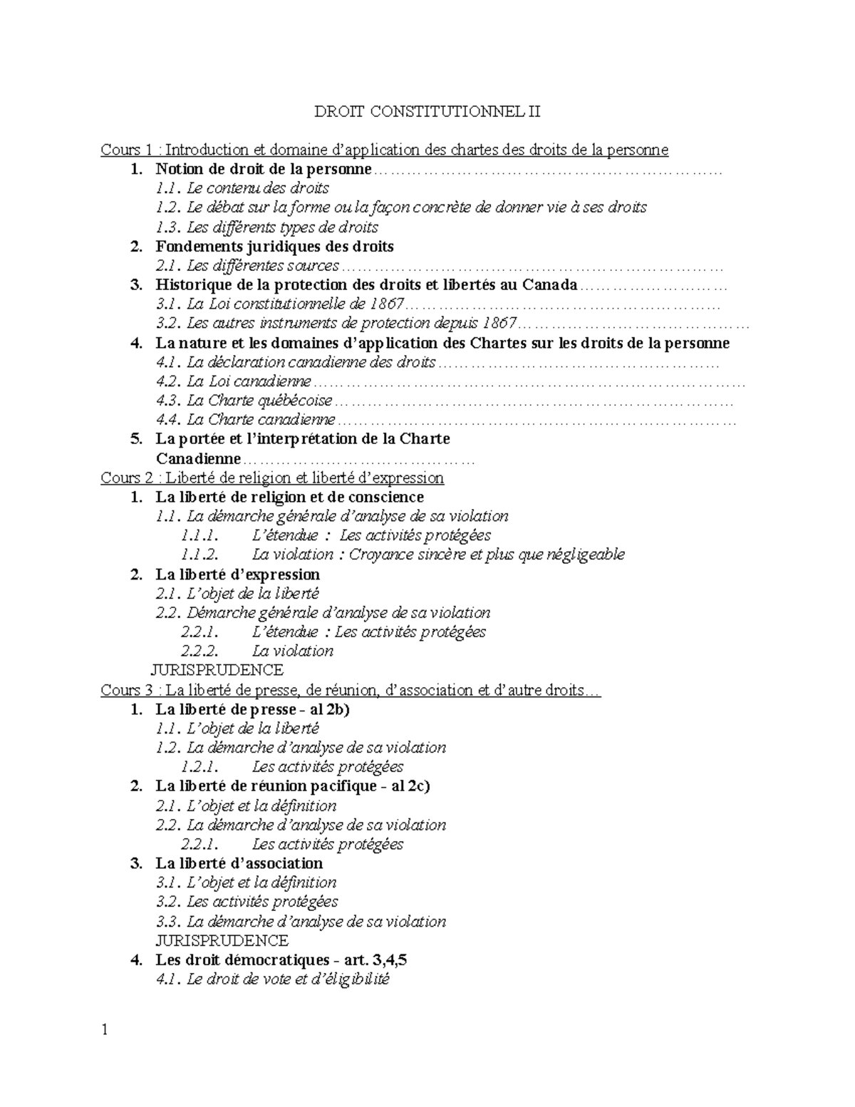 Droit const II - Notes - Ingride Roy - DROIT CONSTITUTIONNEL II Cours 1 ...