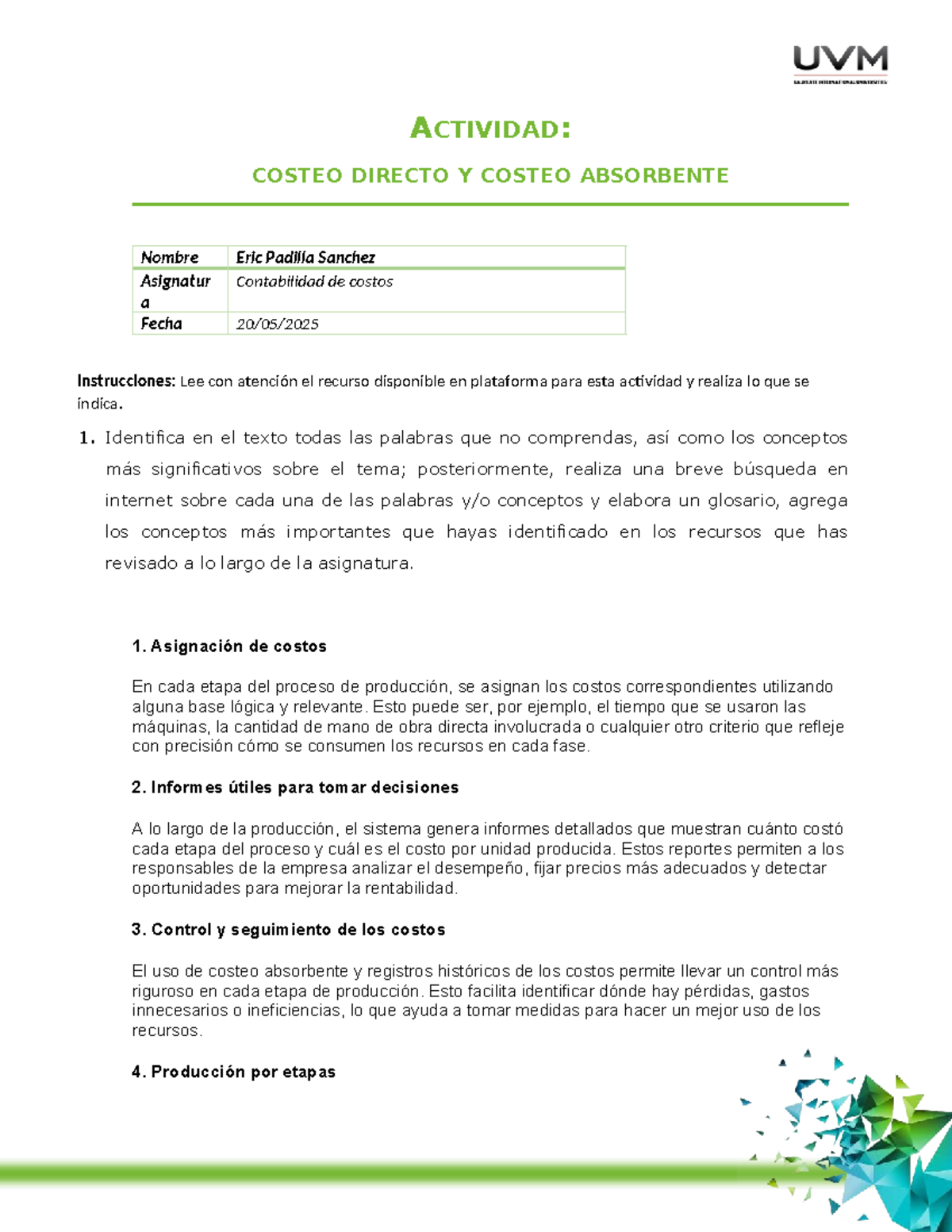 Comparativa de Costeo Directo y Costeo Absorbente - Contabilidad de ...