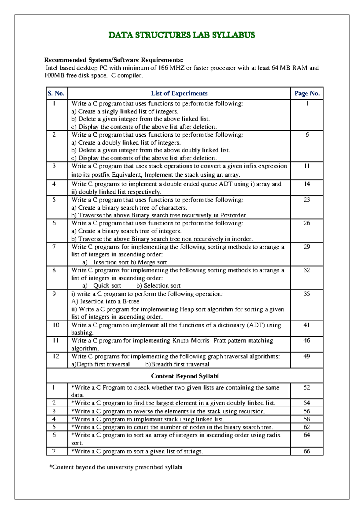 DS LAB Manual 0-3-72 - ds lab notes - DATA STRUCTURES LAB SYLLABUS ...