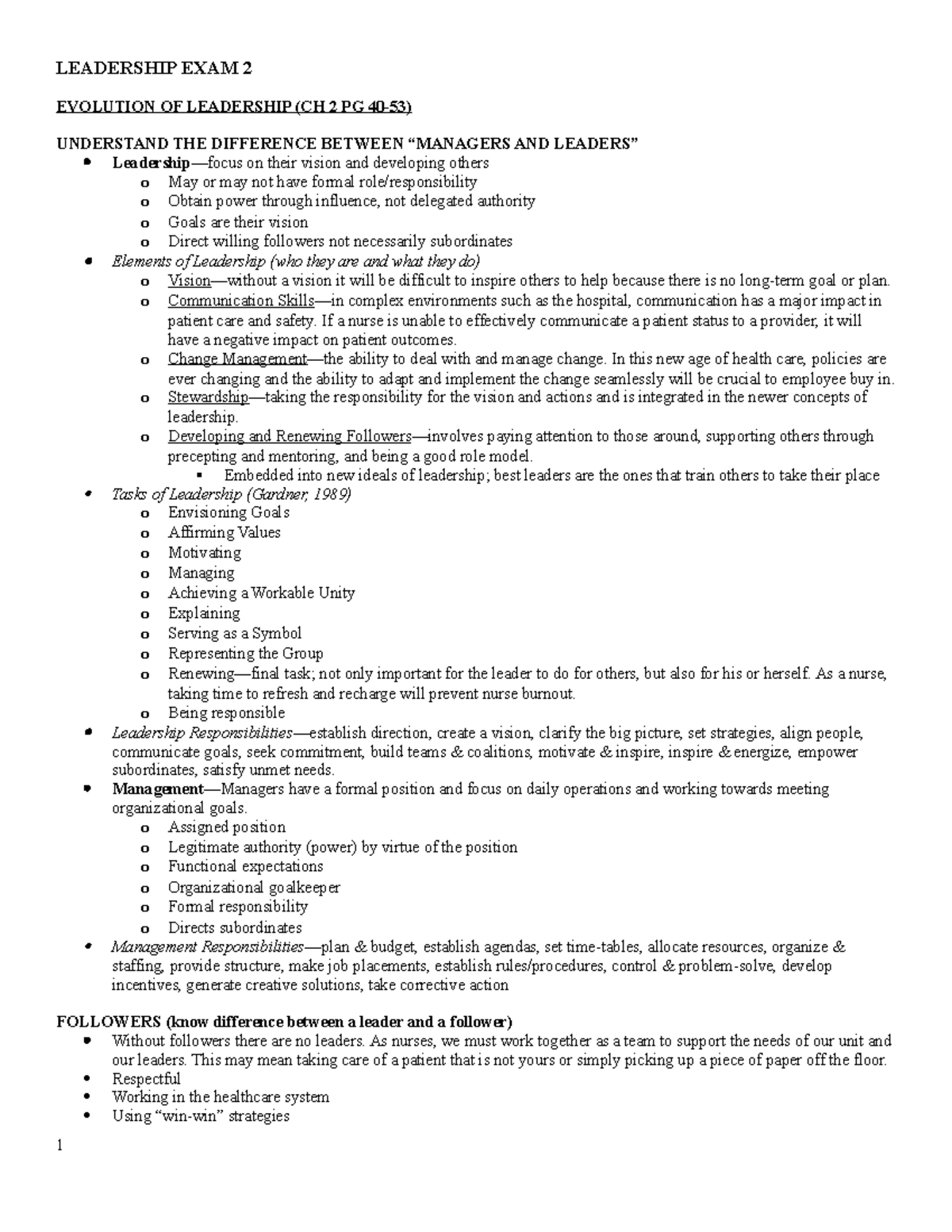 Leadership Exam 2 Study Guide: Key Concepts and Theories - Studocu