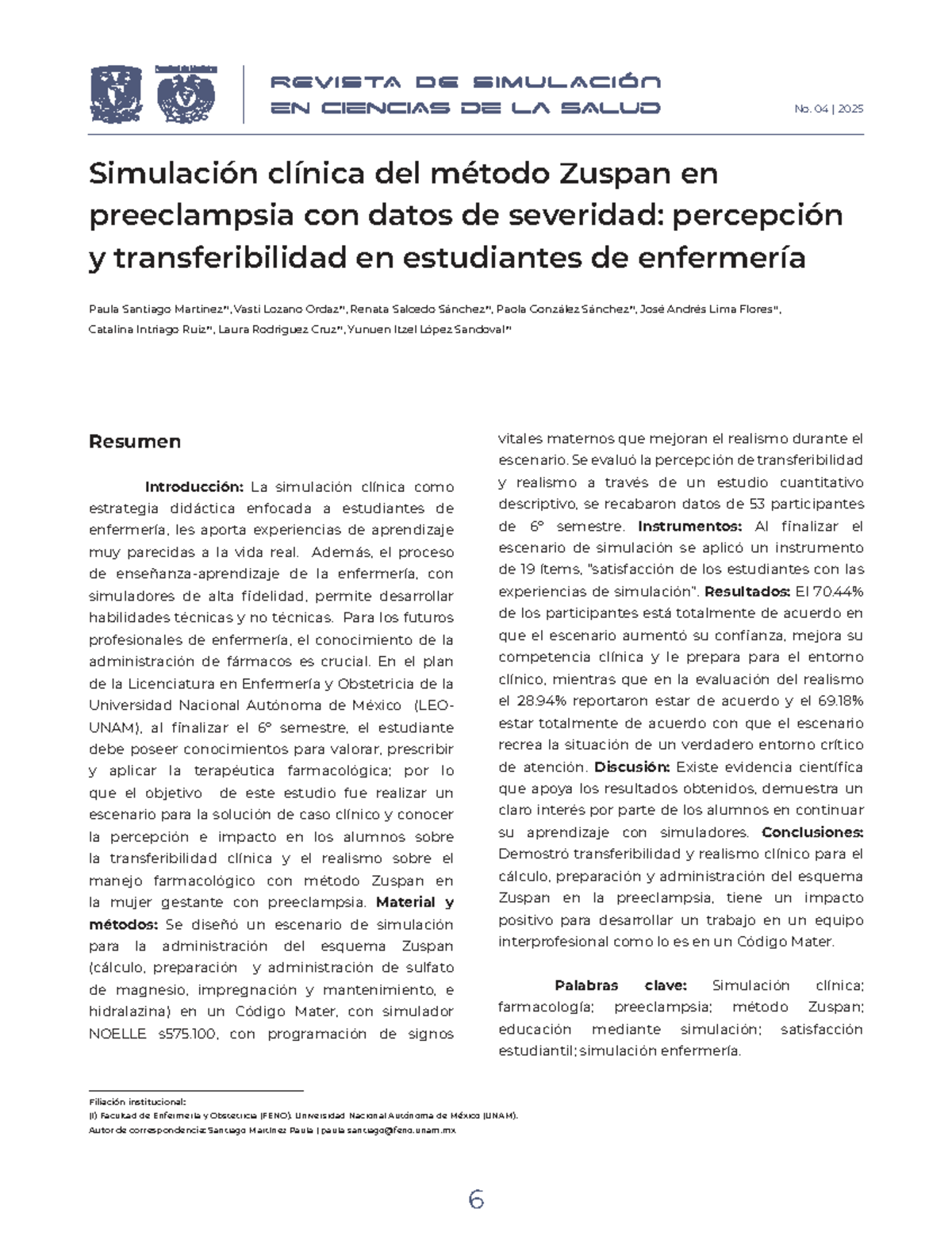 Simulación Clínica del Método Zuspan en Preeclampsia: Percepción y ...