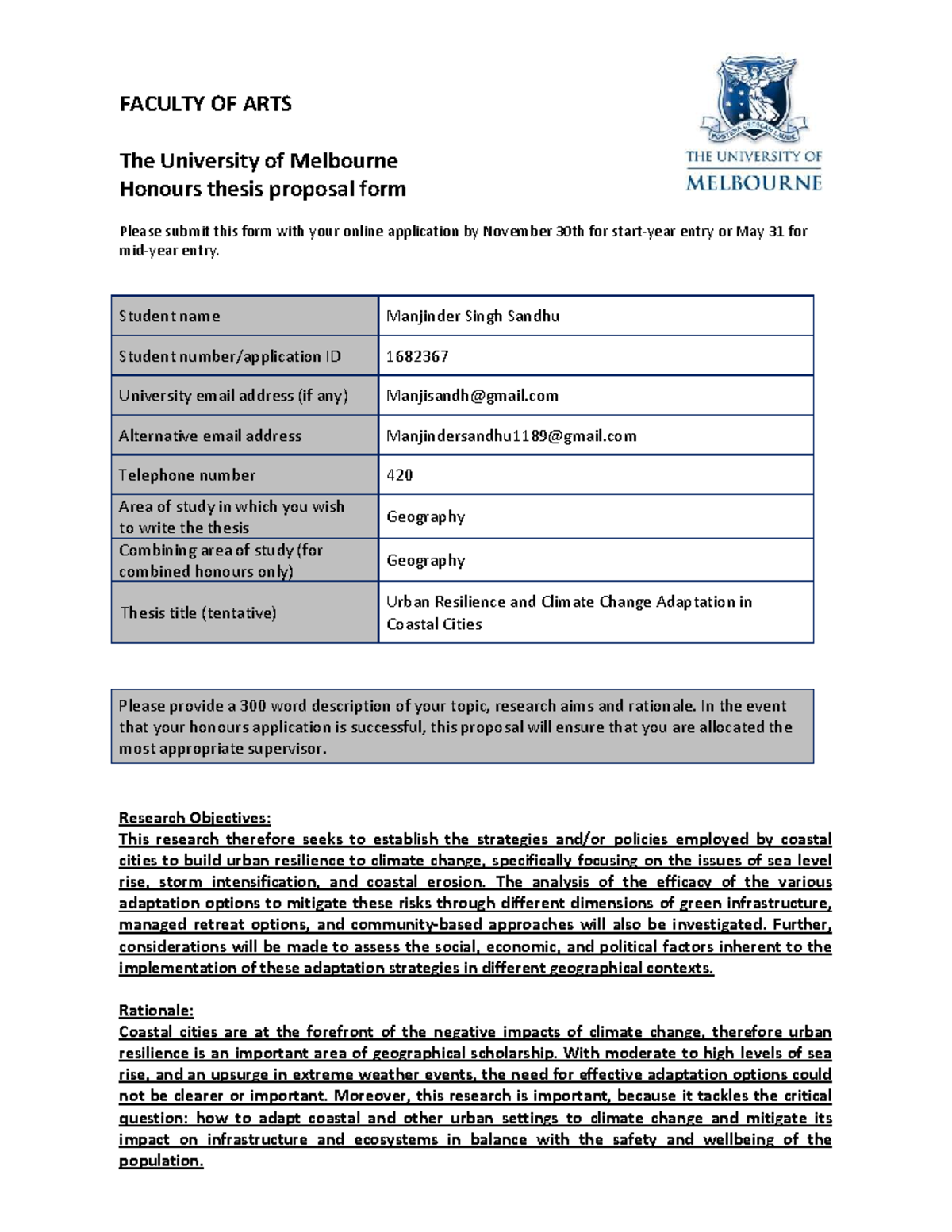 Geography Honours Thesis Proposal: Urban Resilience & Climate Change ...