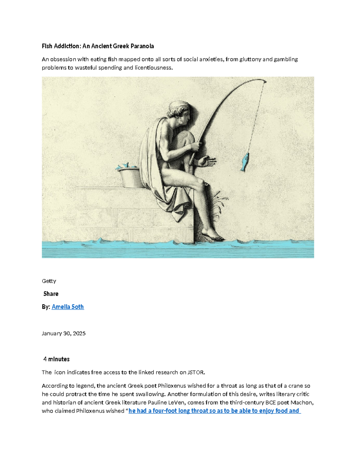 Fish Addiction in Ancient Greece: Social Anxieties Explored - Studocu