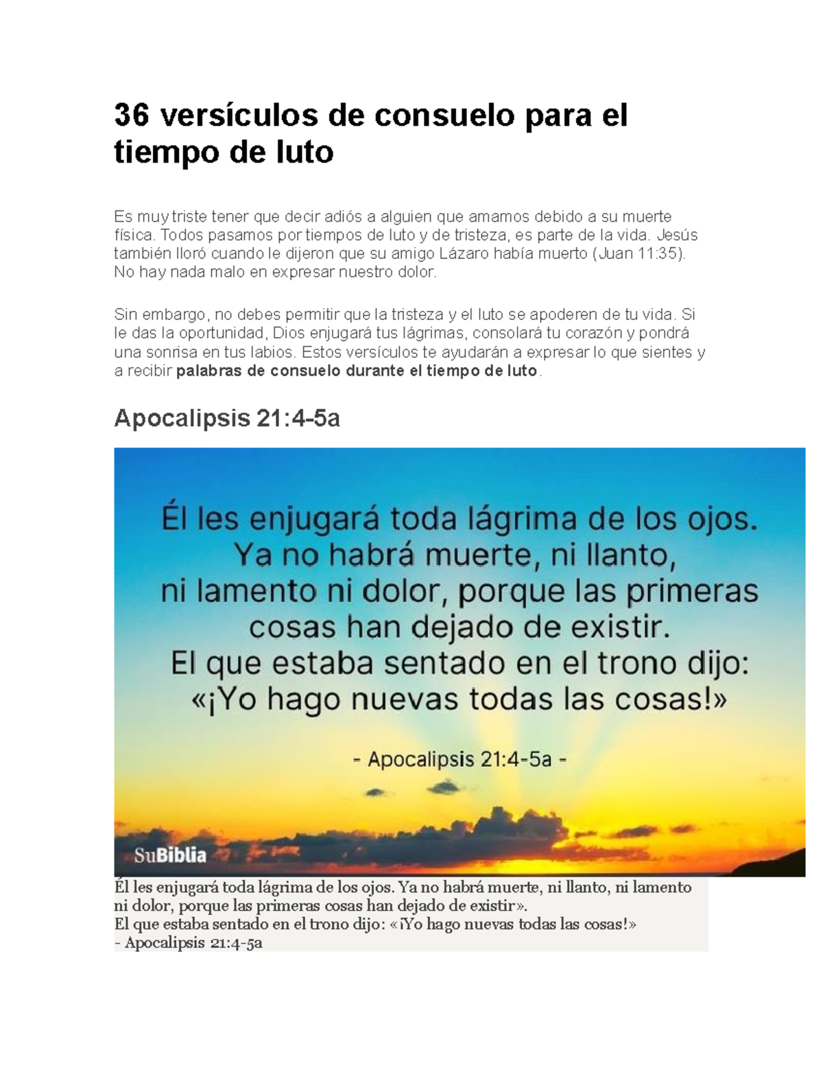 36 versículos de consuelo para el tiempo de luto - Todos pasamos por  tiempos de luto y de tristeza, - Studocu