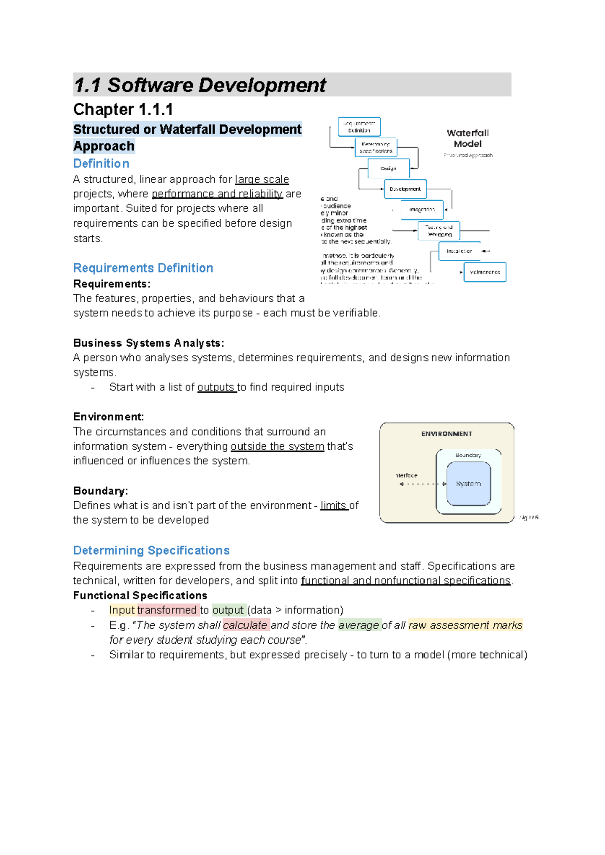 Programming Fundamentals Notes: Software Development Approaches (1.1.1 ...