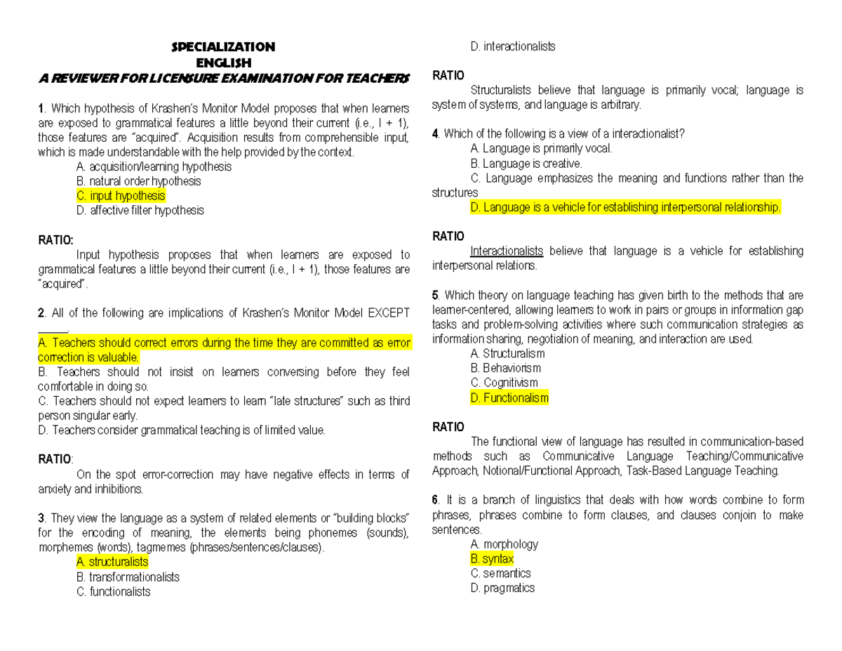 English Reviewer - review - SPECIALIZATION ENGLISH A REVIEWER FOR ...