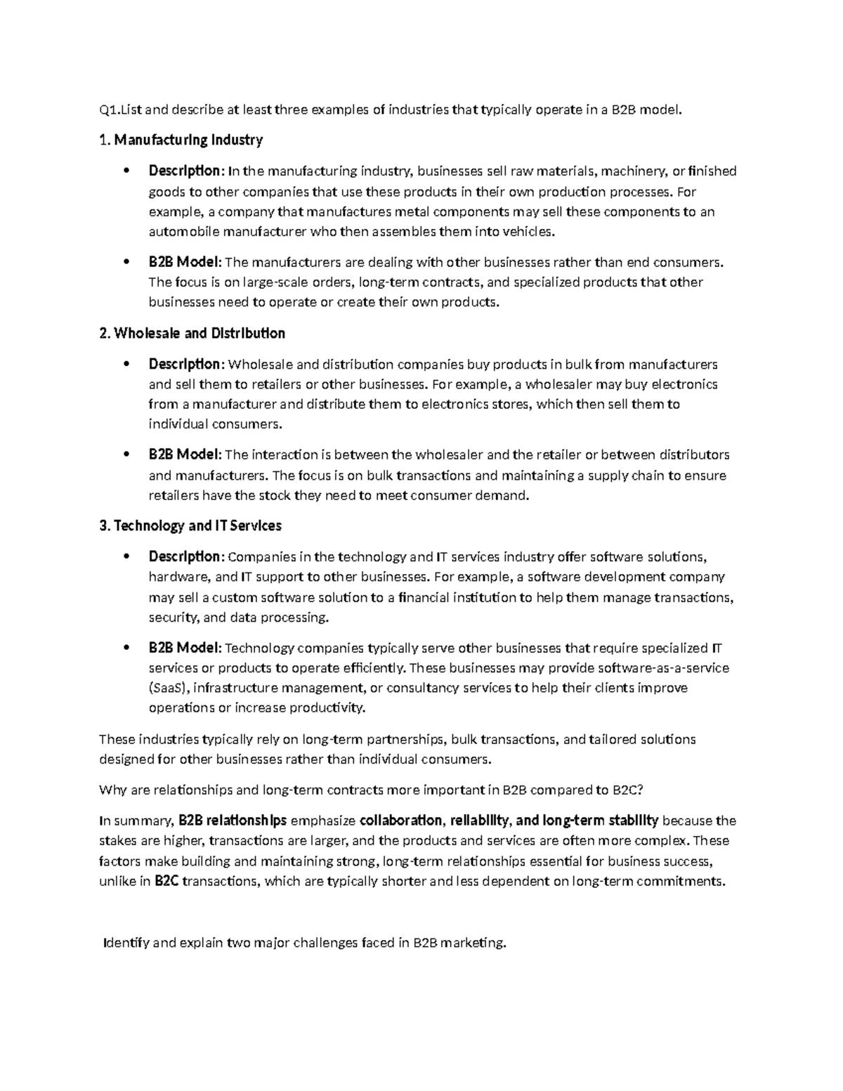 ACT4 - B2B Model Industries: Examples & Challenges Explained - Studocu