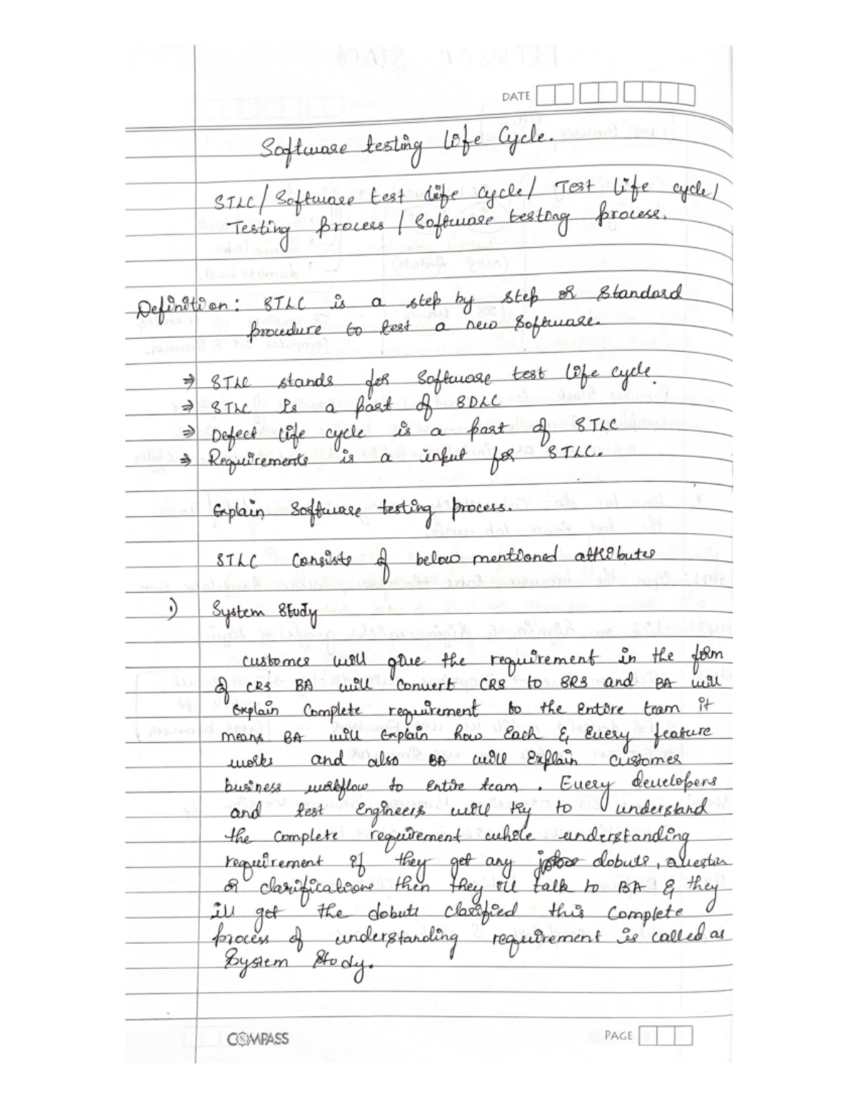 STLC - Notes - DATE Software testing life Cycle. STLC Software test ...