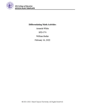 Mathematics 1st Grade – Operations & Algebraic Thinking Lesson Plan ...