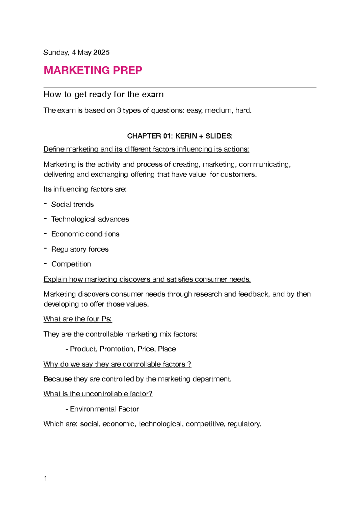 MARKETING 101: Final Exam Prep on Key Concepts and Strategies - Studocu
