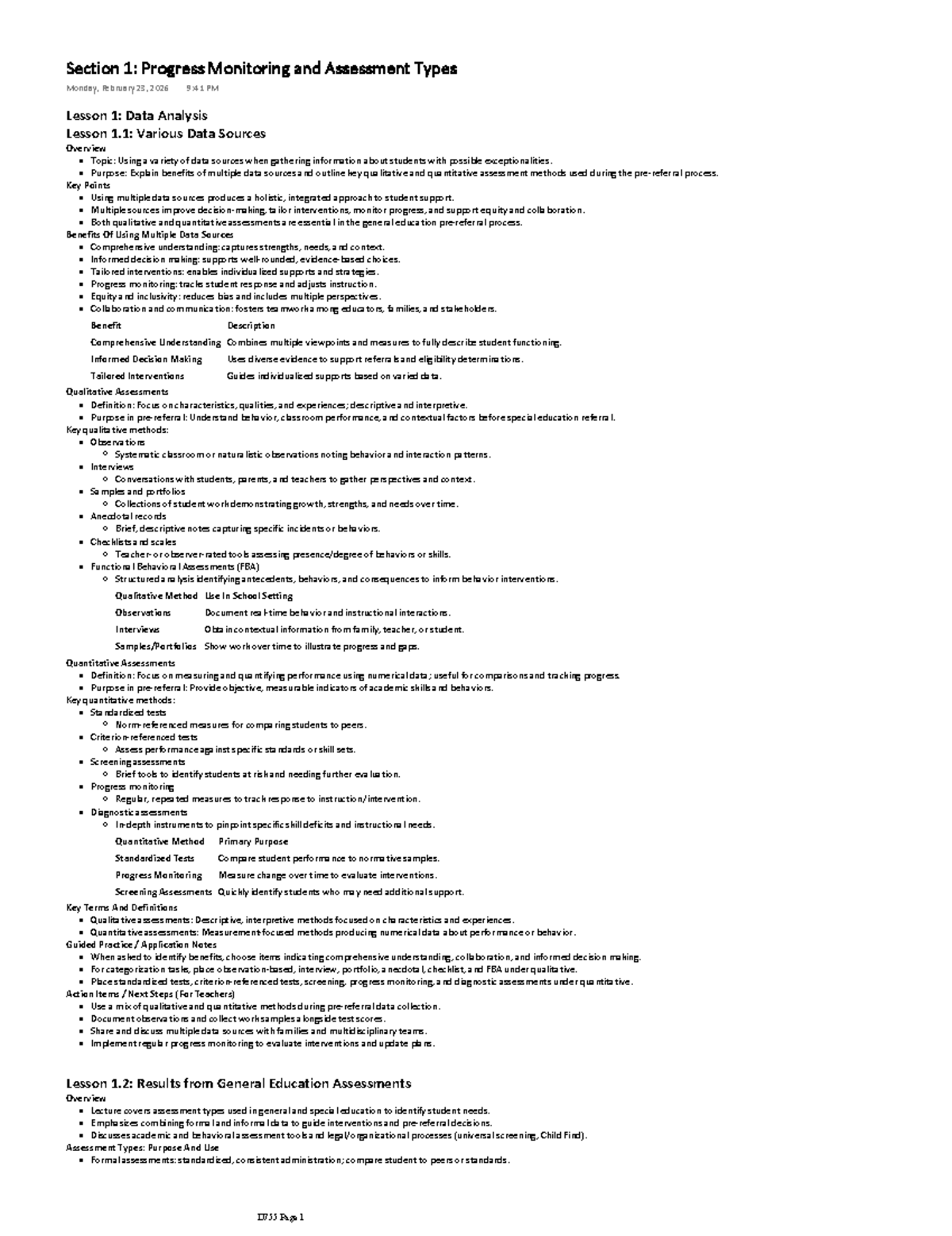D755 Lesson 1: Progress Monitoring & Assessment Types Overview - Studocu