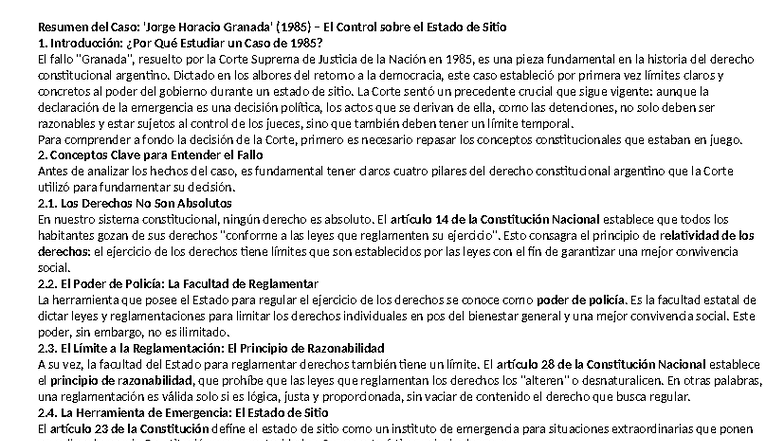 Caso Granada 1985: Análisis del Fallo de la Corte Suprema - Studocu